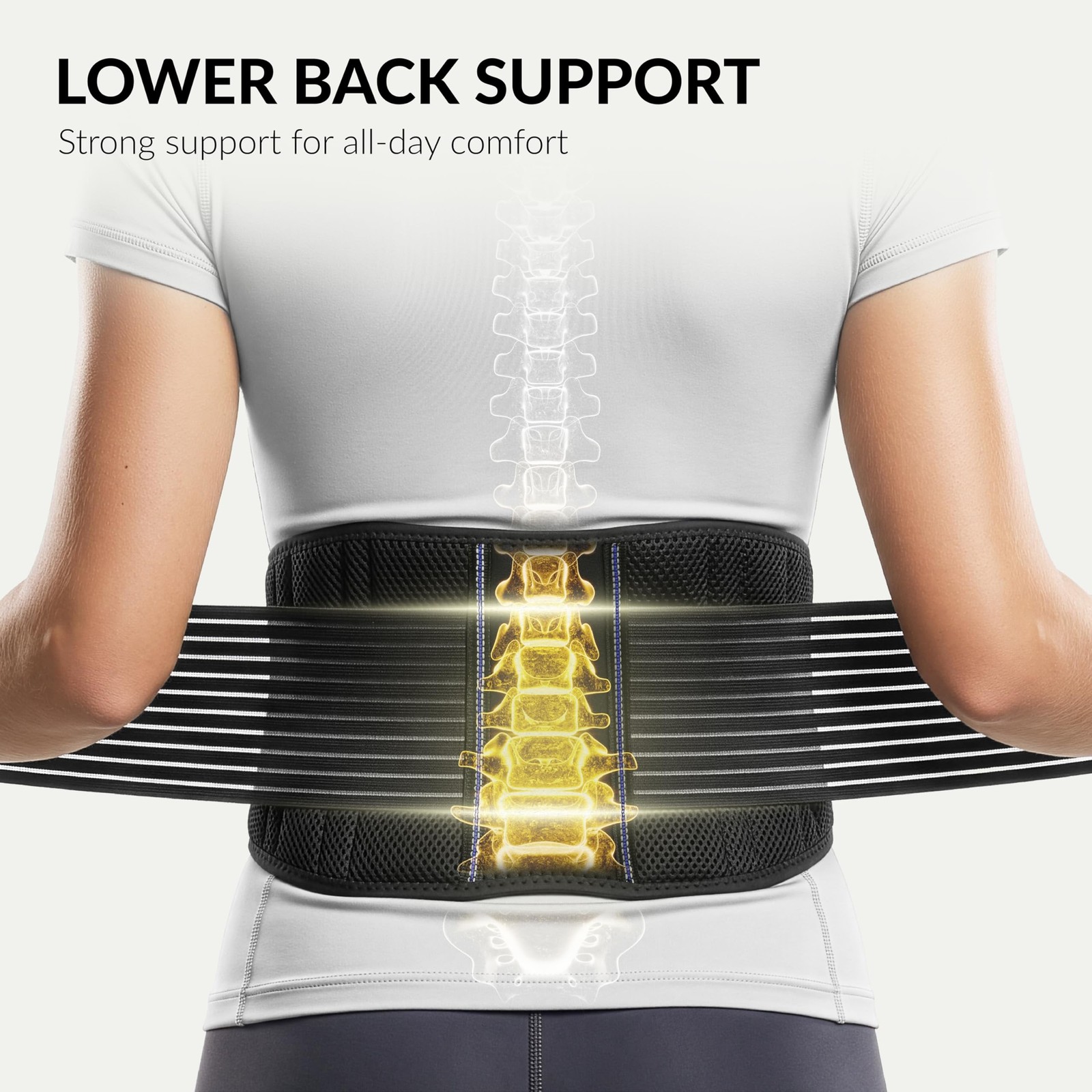 BraceUP Back Brace for Men and Women Lower Back – Breathable Waist Lumbar Sup…