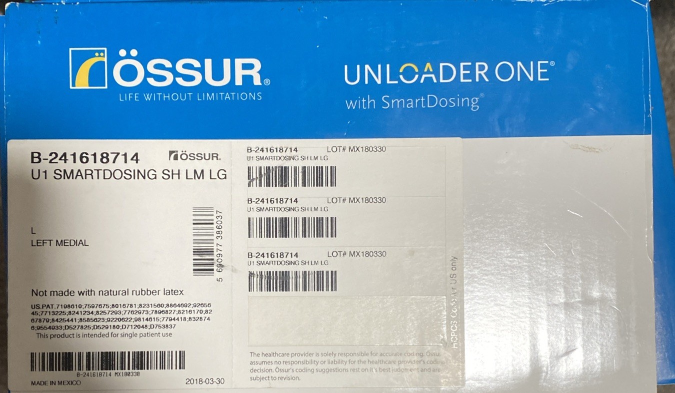 Ossur Unloader One with SmartDosing Size Large Left Medial B-240618714 W/ Extras