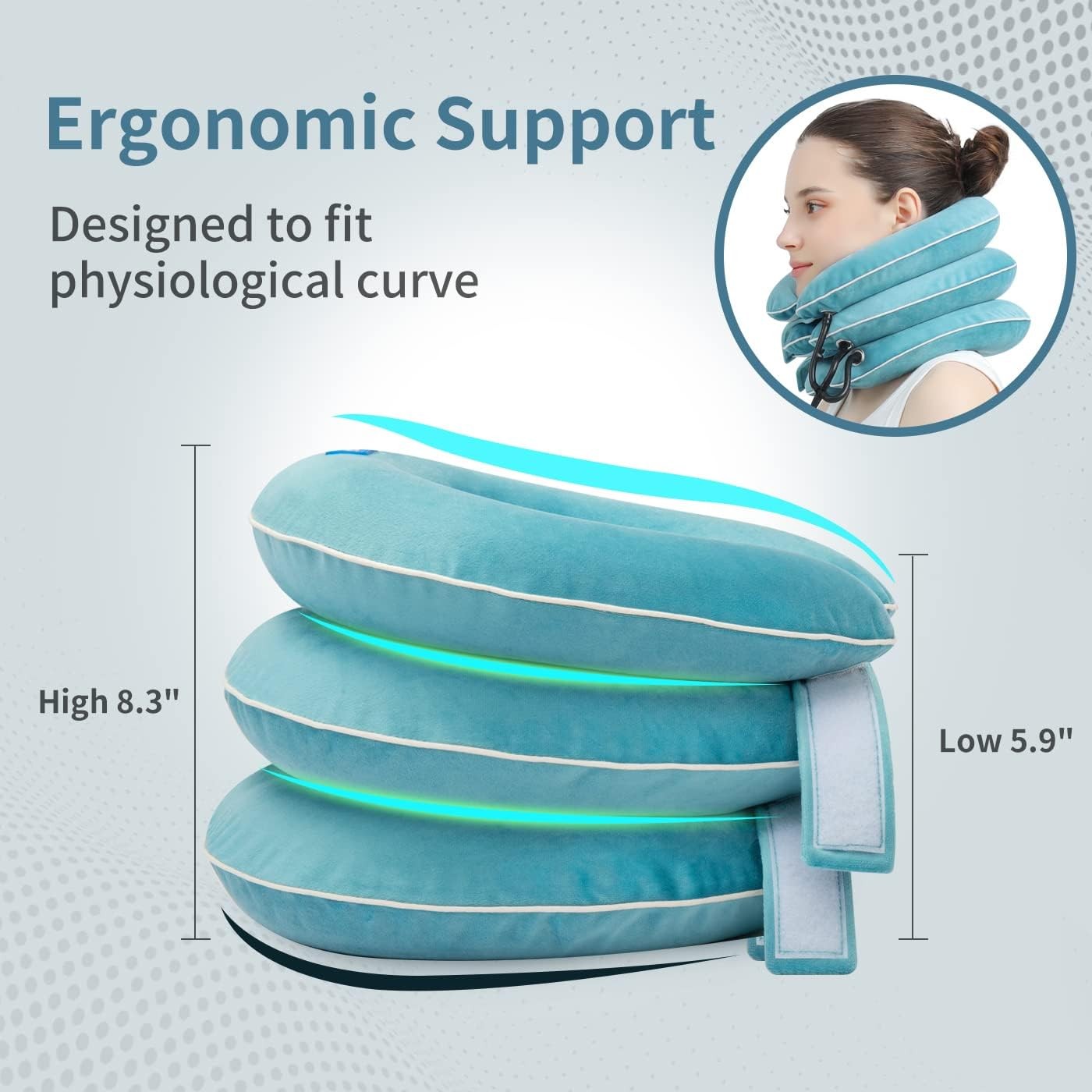Dispositivo De Traccion Cervical Con Collarin Inflable De Felpa Azul Pro