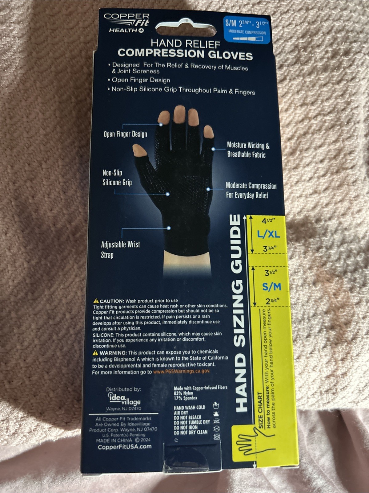 Copper Fit Copper Infused Compression Gloves, Hand Relief S/M Unisex ..B