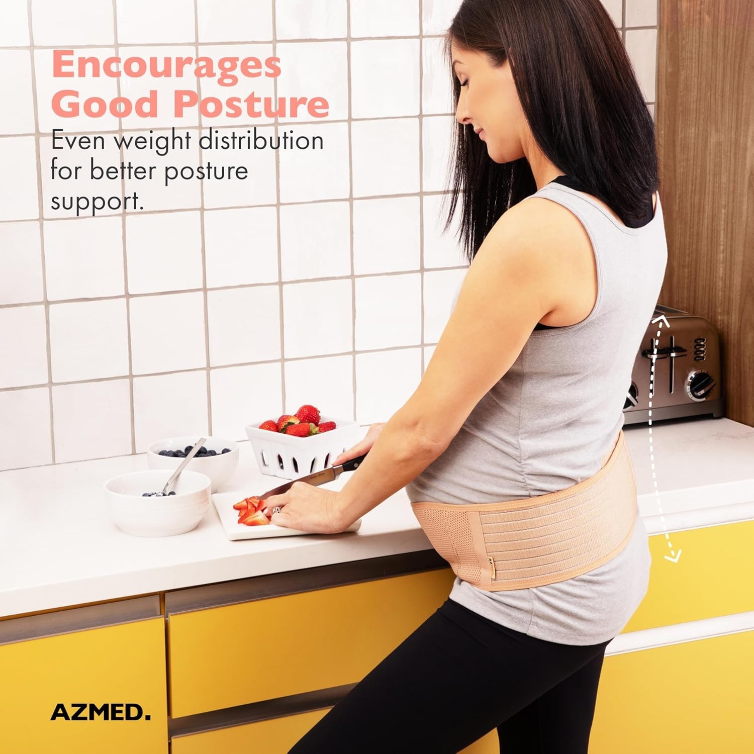 Beige Adjustable Maternity Support Belt for Back & Hip Comfort – Up to 46 Inches