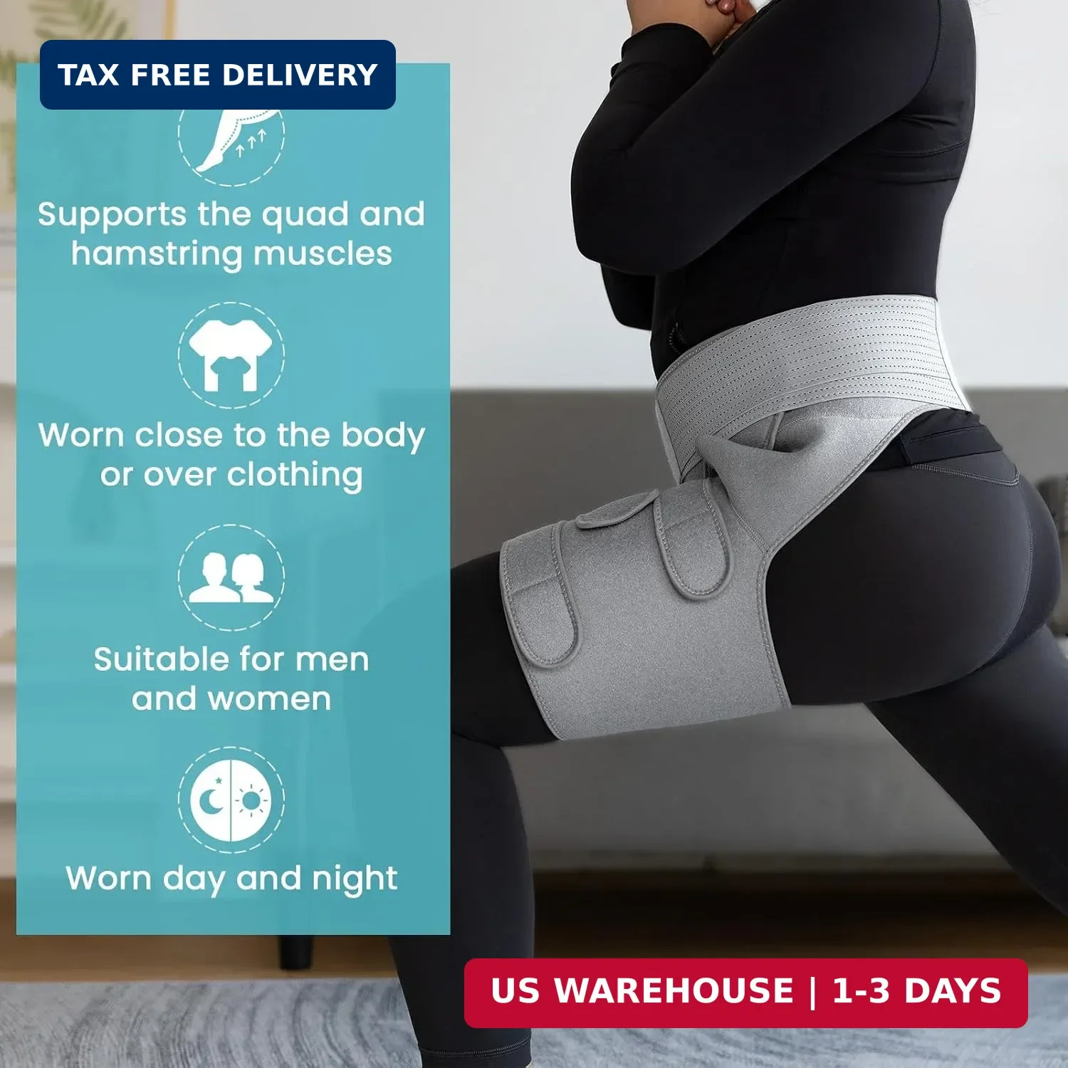 Hip Brace Sciatica Pain Relief Devices,Sciatic Nerve Left, Gray
