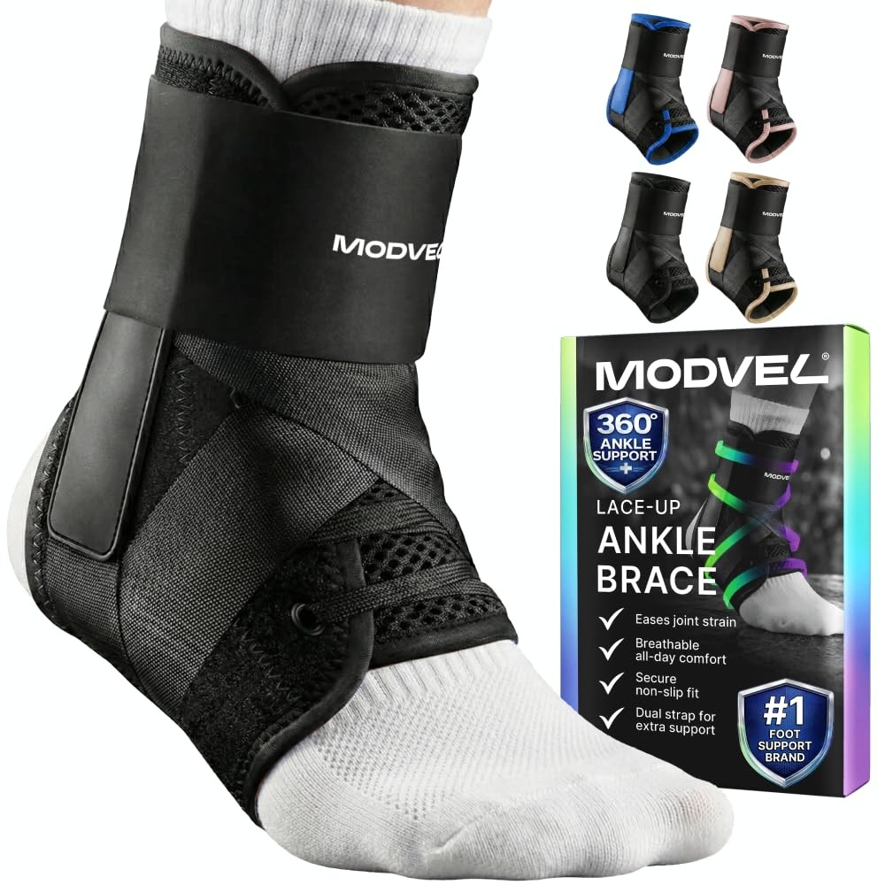 MODVEL Slim Lace Up Ankle Brace, Adjustable Ankle Braces for Men, Ankle Brace…