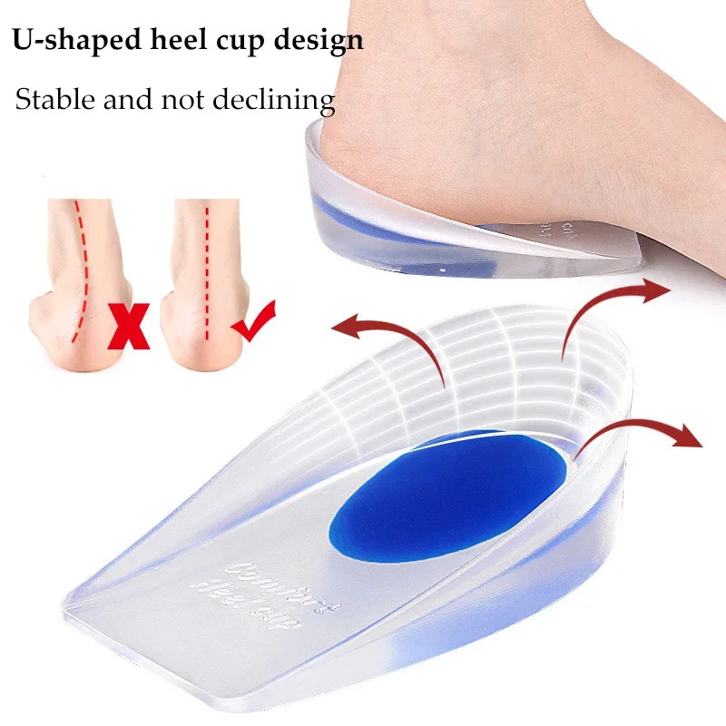 Height Increase Soft Silicone Gel Insoles for Heel Spurs Pain Foot Cushion Foot