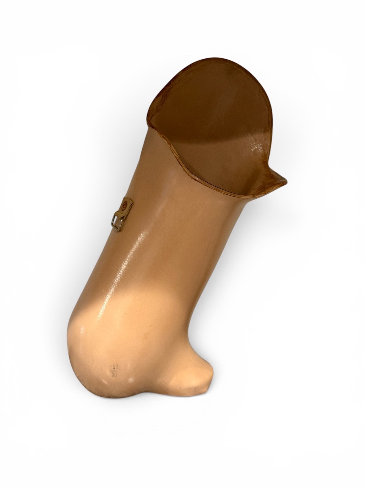 Right above the knee prosthetic socket. Not for medical use.