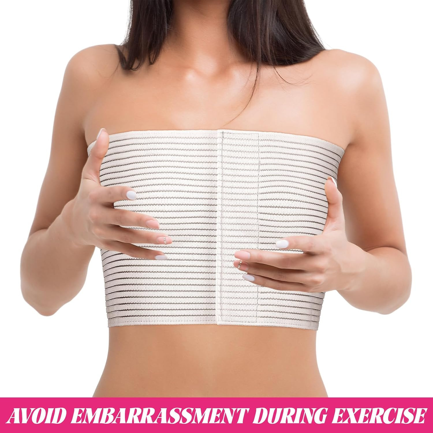 2 Pcs Chest Compression Wrap Breast Support Band Sports Support Strap Bandage Ad