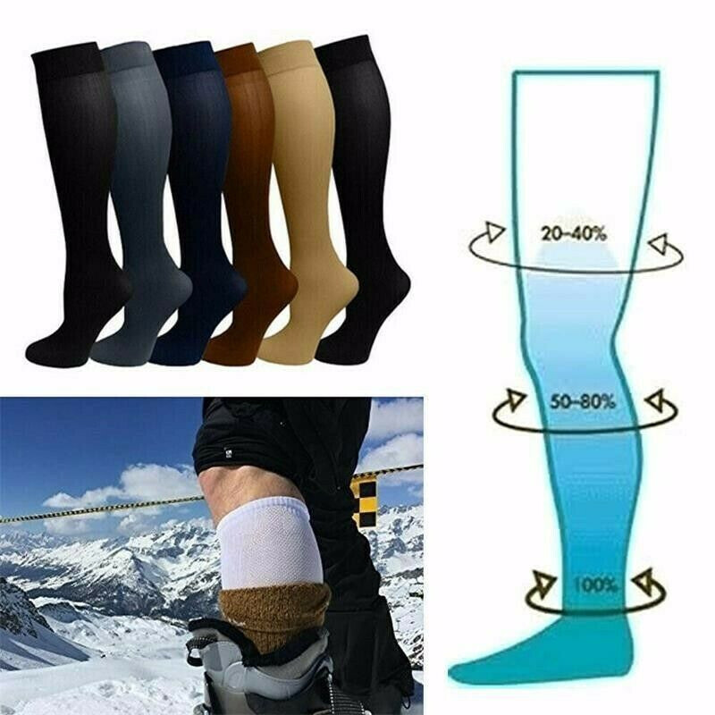 (3 Pairs) Compression X Socks Knee High 20-30mmHg Graduated Mens Womens S-XXXL