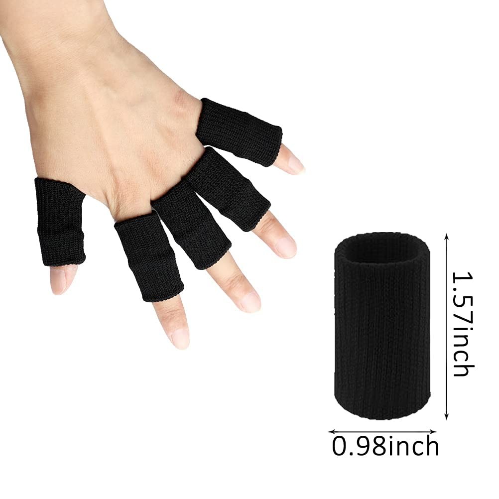 20 PCS Finger Sleeves Protectors Sport Thumb Brace Support Black Red Gear