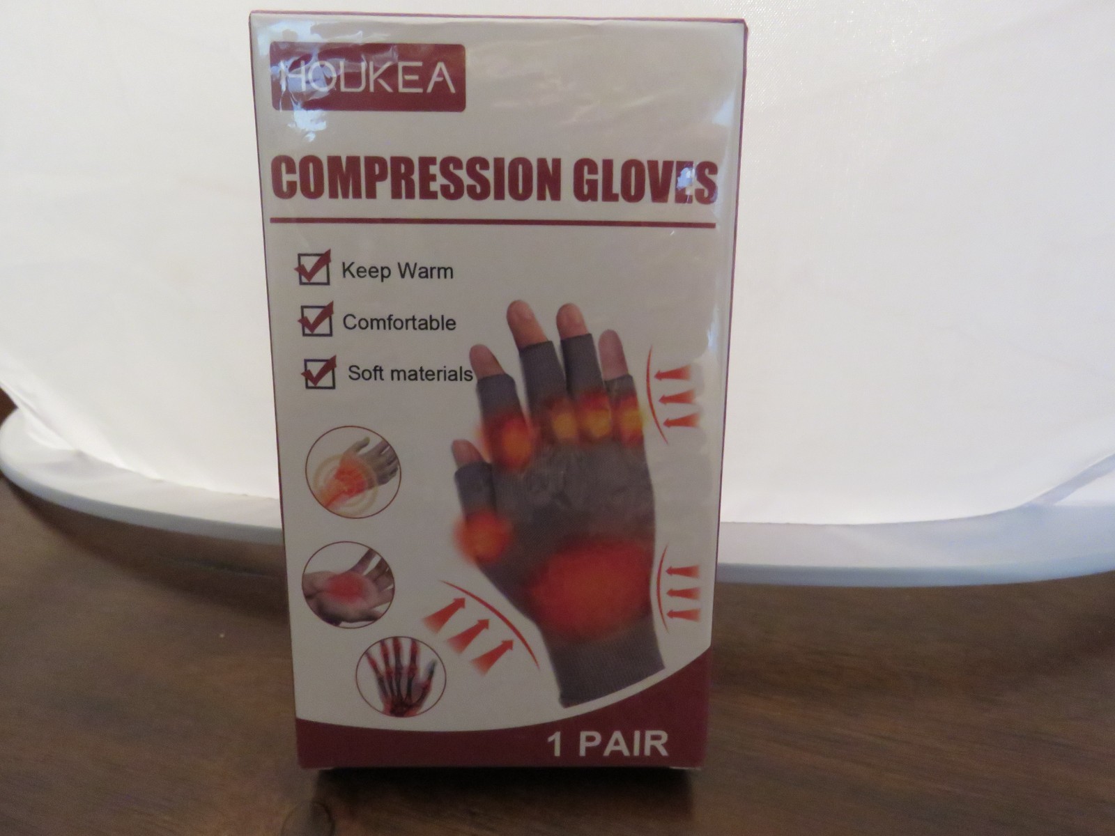 Houkea Pair of Nylon Compression Gloves – Plastic wrap slit at top, not opened