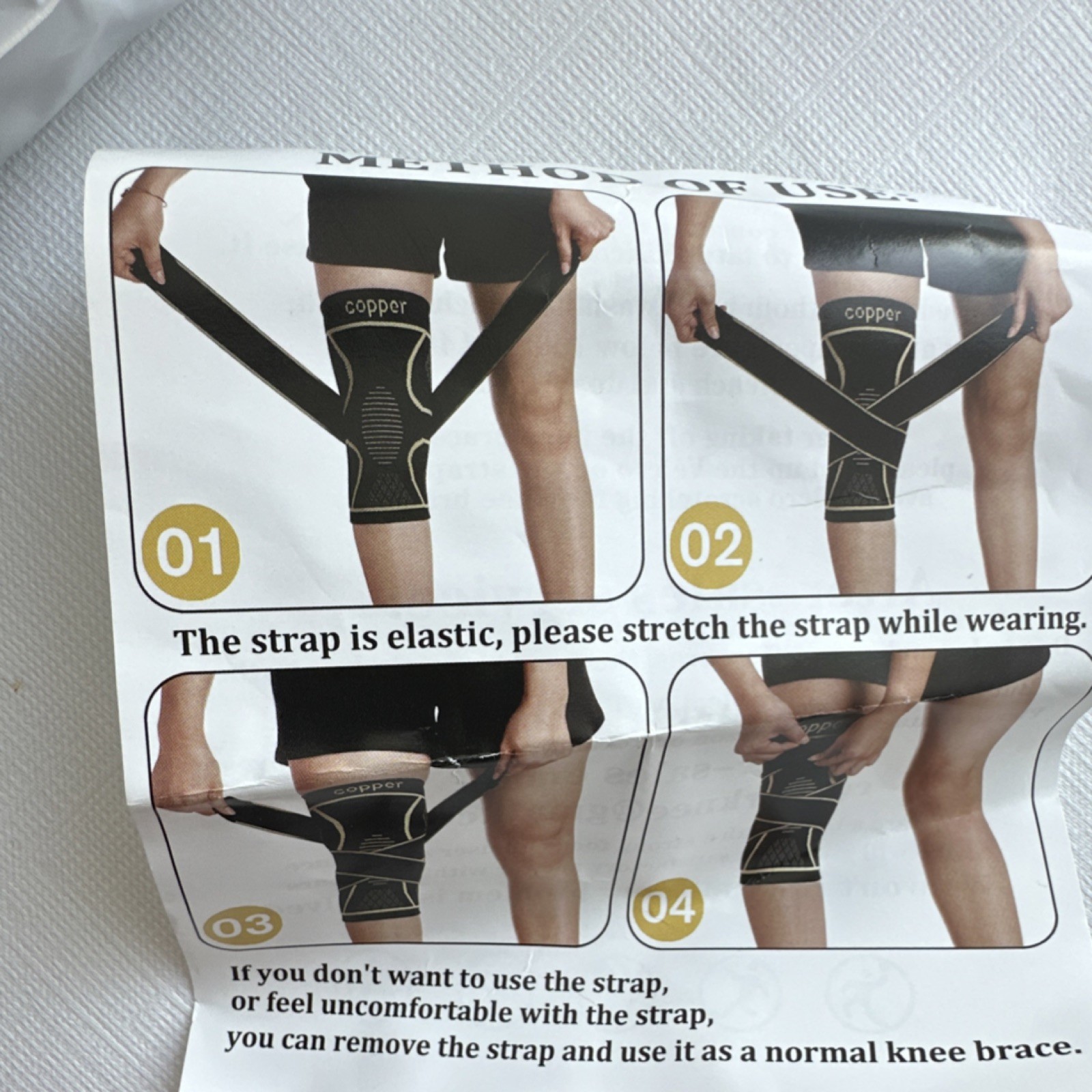 Copper Compression Adjustable Knee Brace Black Gold XXXXL
