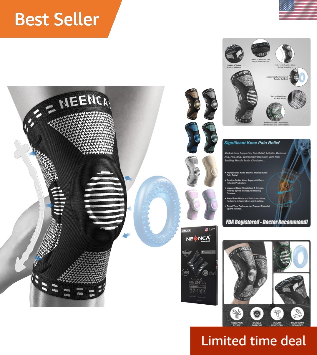 Medical Compression Knee Sleeve with Stabilizers – Ideal for Sports Injuries