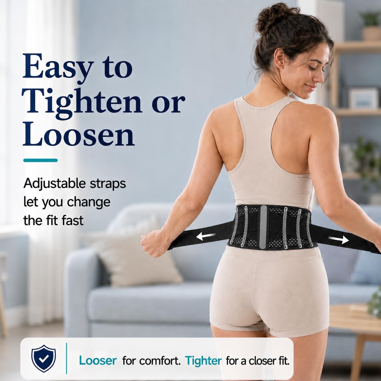 TitanGuard Breathable Thin Back Brace XS/S(Waist:27.5″-35″), Black and Grey