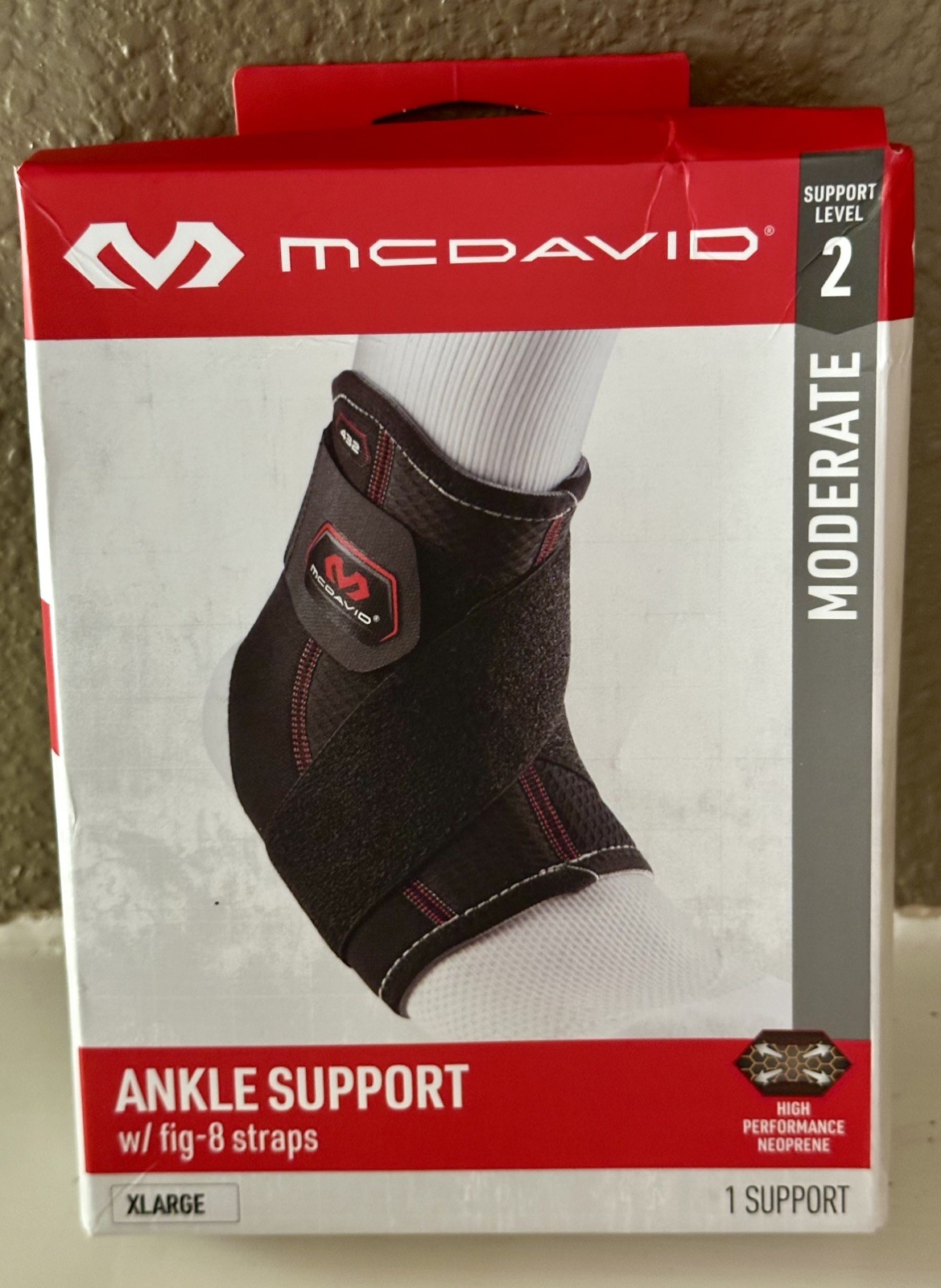 McDavid 432 Neoprene Ankle Support w/ Figure-8 Straps-Size X-Large NIB
