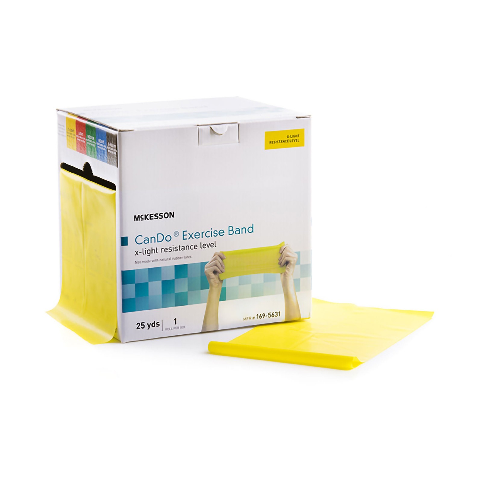 McKesson CanDo Exercise Resistance Band Yellow X-Light Resistance 5″ x 25 Yd 1