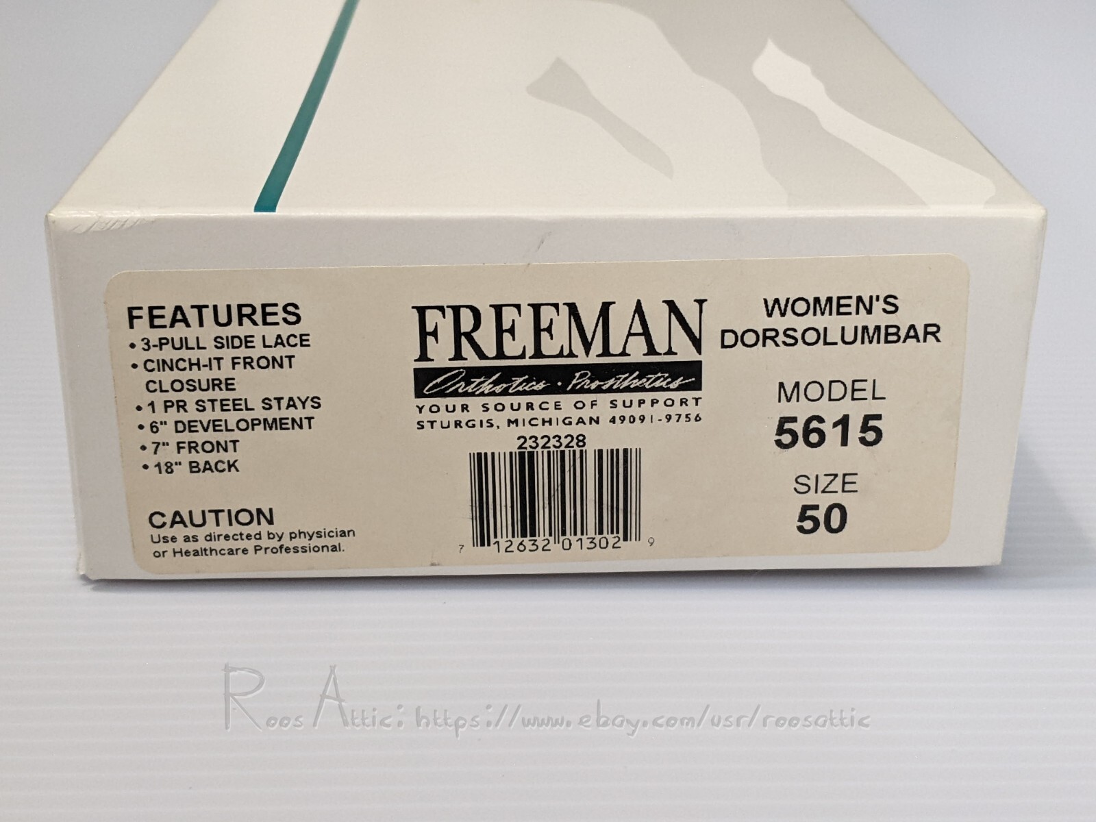 Freeman Womens Dorsolumbar Support Corset Back Brace White: Model 5615 / Size 50