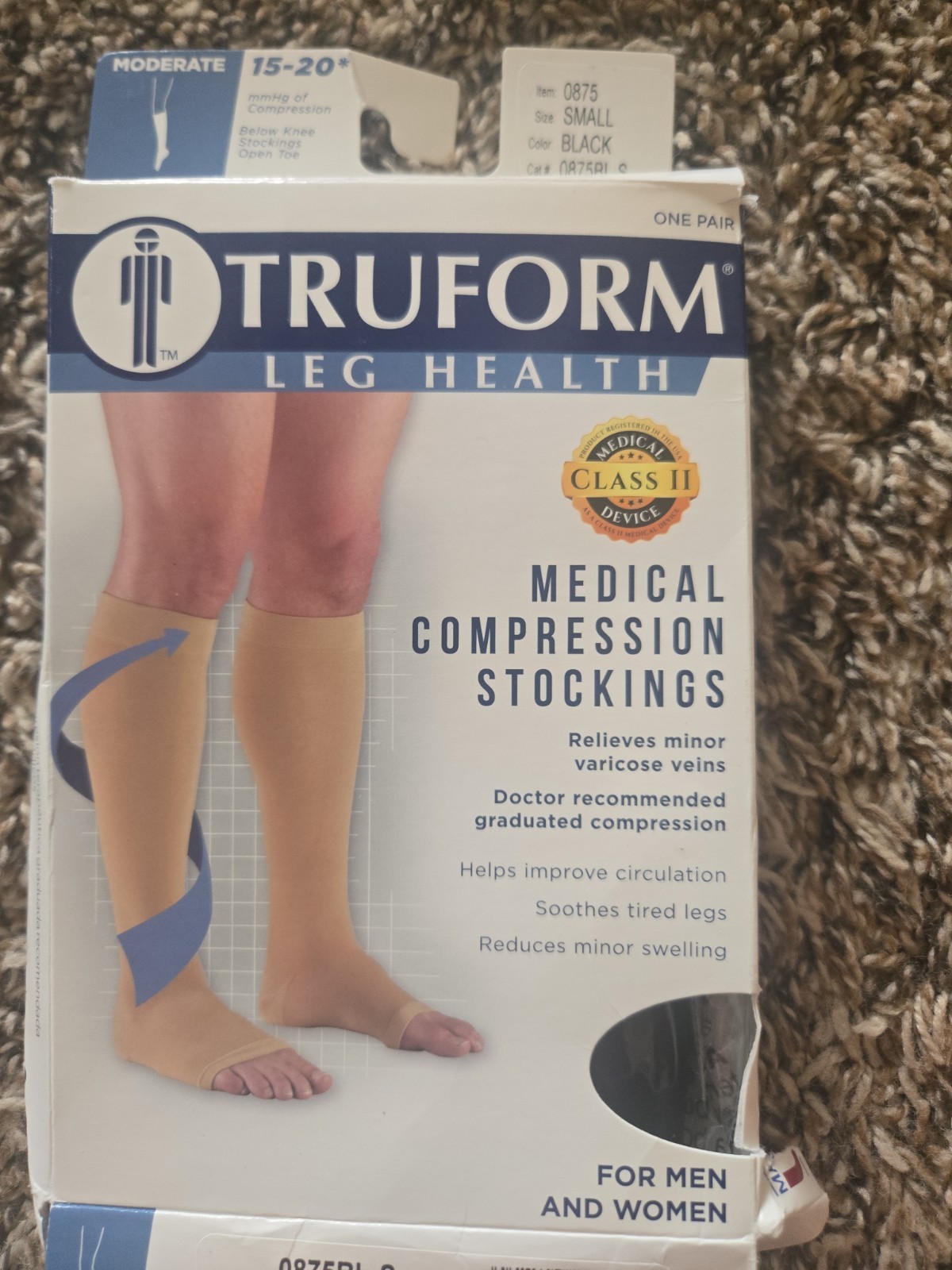 *Truform Women’s 0875 15-20 Mmhg Compression Support Open Toe Black Sm