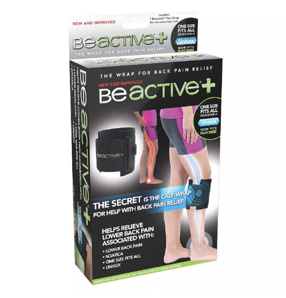 BeActive+ Plus Wrap Adjustable Calf Wrap Brace for Back Pain/Sciatica, Black