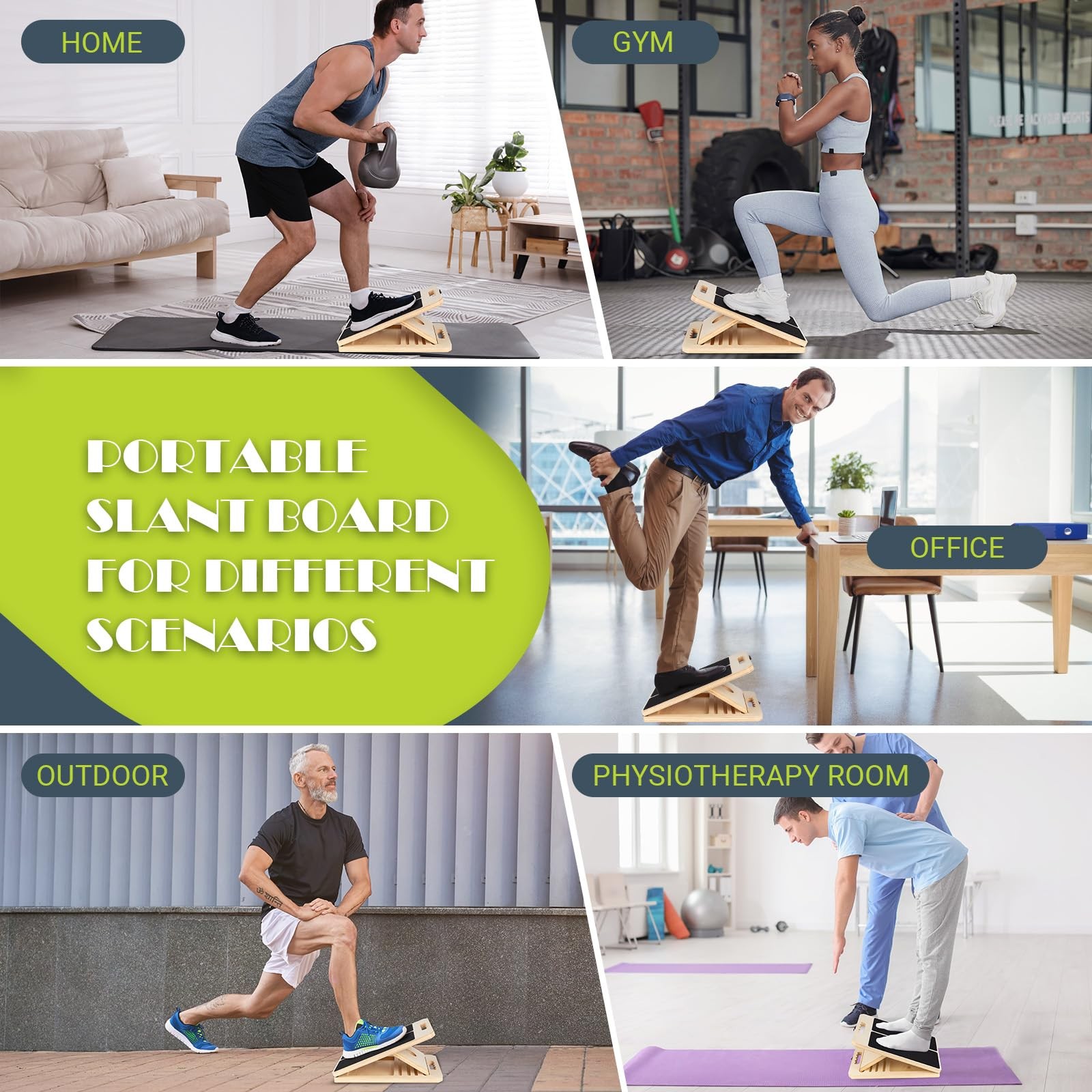 Slant Board for Calf Stretching, Black Board,