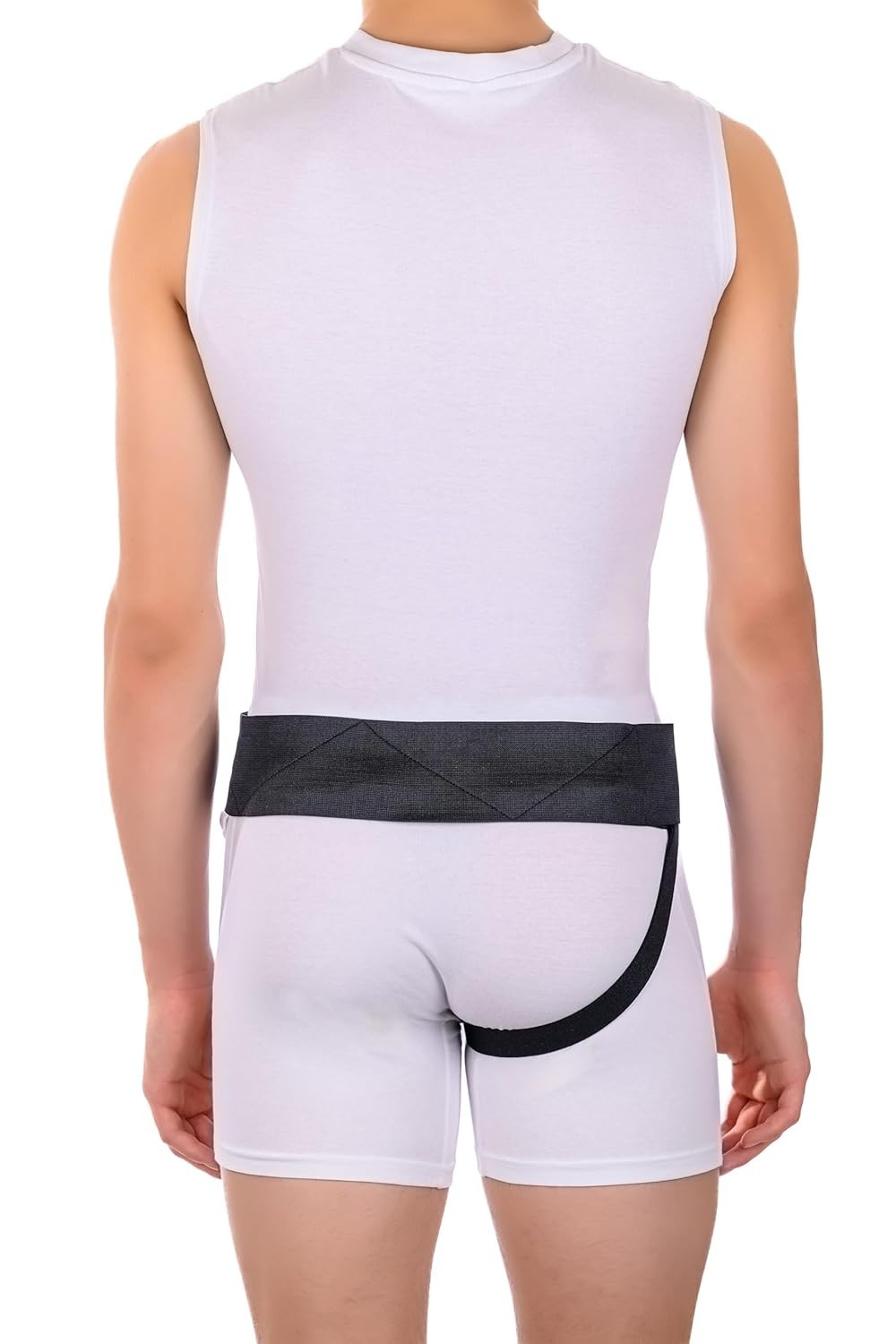 Right Side Inguinal Hernia Groin Belt with Compression Pad Black M 32-36