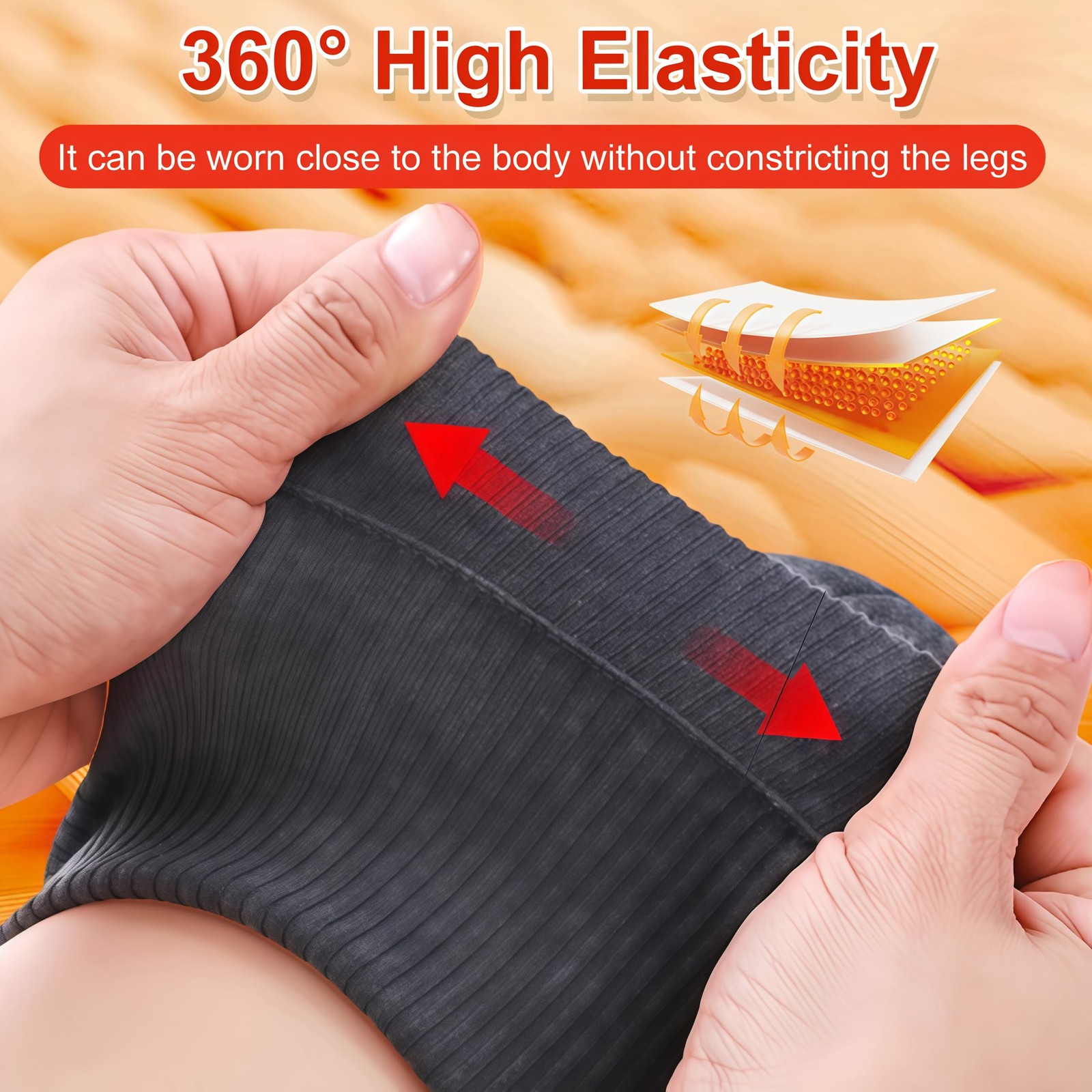 1 Pair Woolen Blend Winter Warming Knee Pads Sponge Sleeve Brace Guard Grey