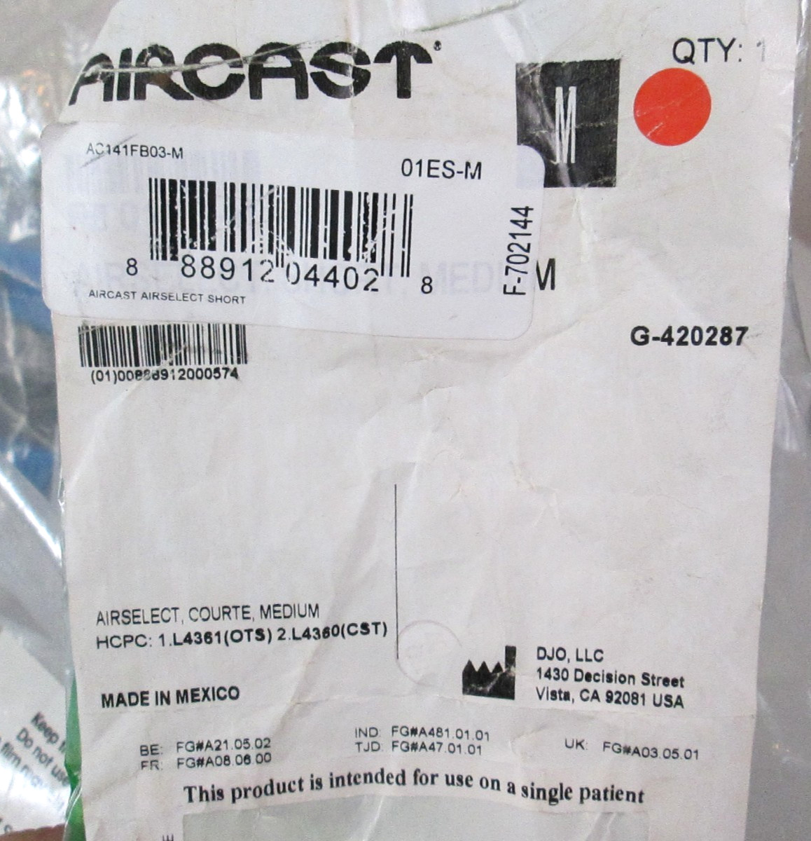 Aircast Airselect Walker Brace/Walking Boot Size Medium – NEW –
