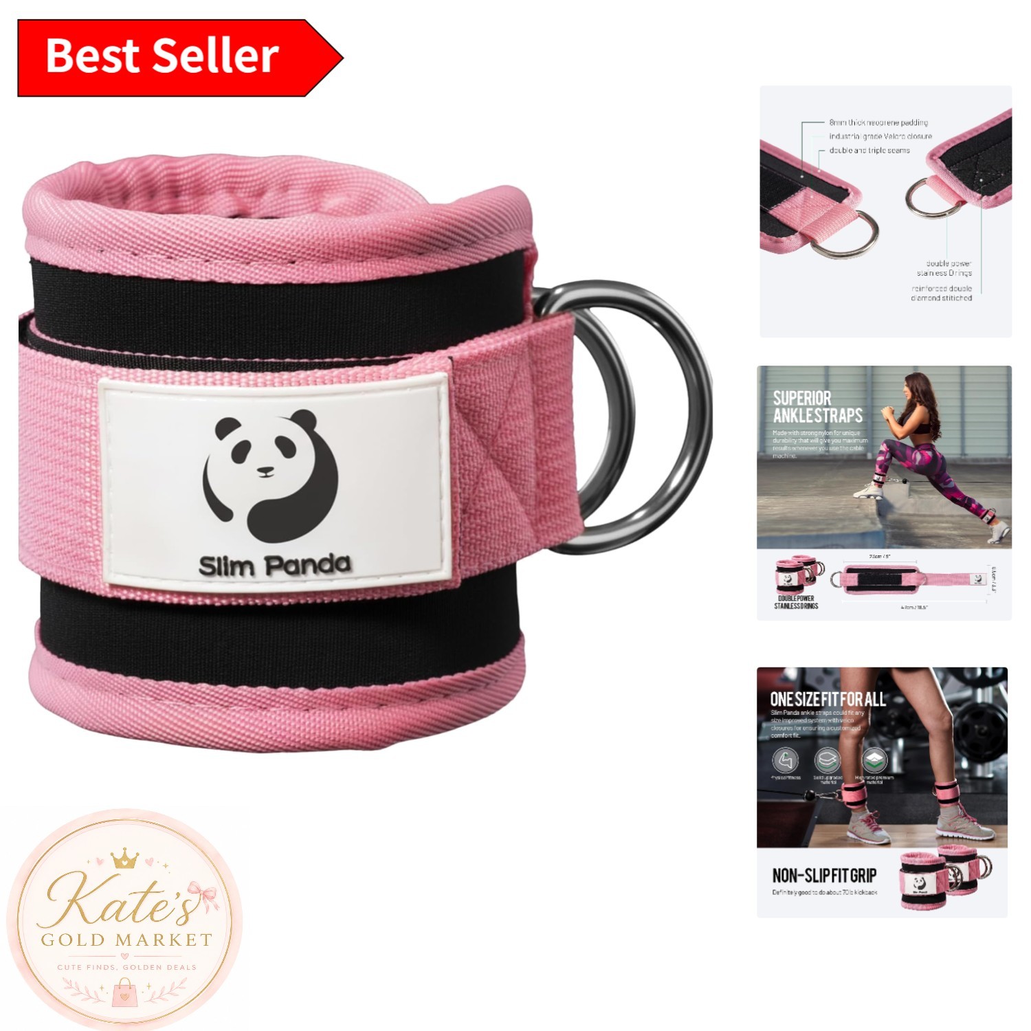 Versatile Adjustable Ankle Strap for Cable Machines – Durable and Stylish, Pink