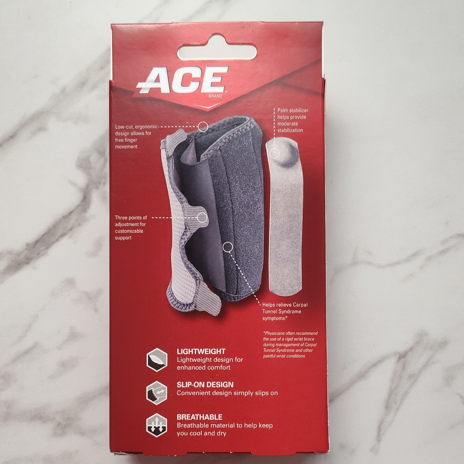 ACE 3M Adjustable Reversible Wrist Brace Left/Right Stabilization Gray/Black