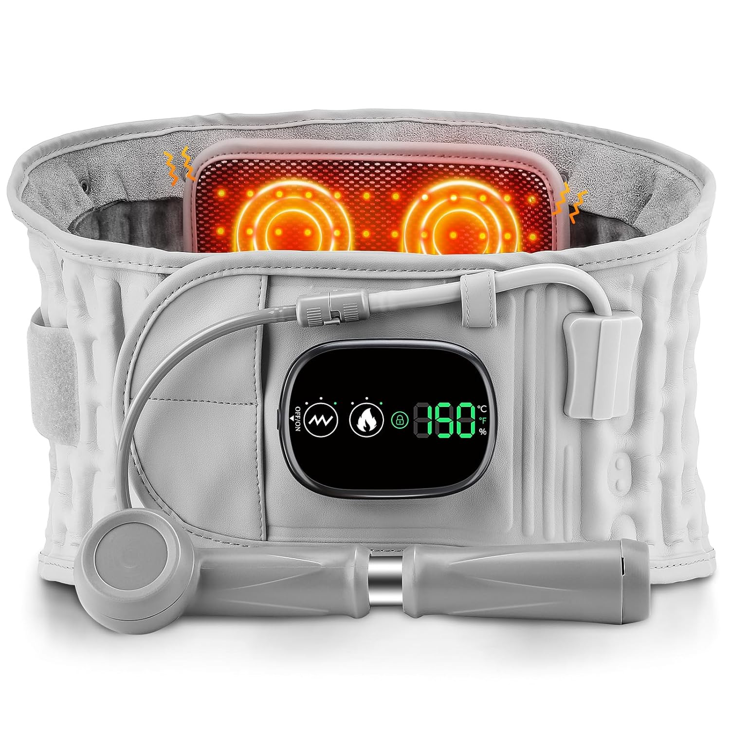 Decompression Back Belt with Red Light Heating and Massage, Back Reliever, Infla