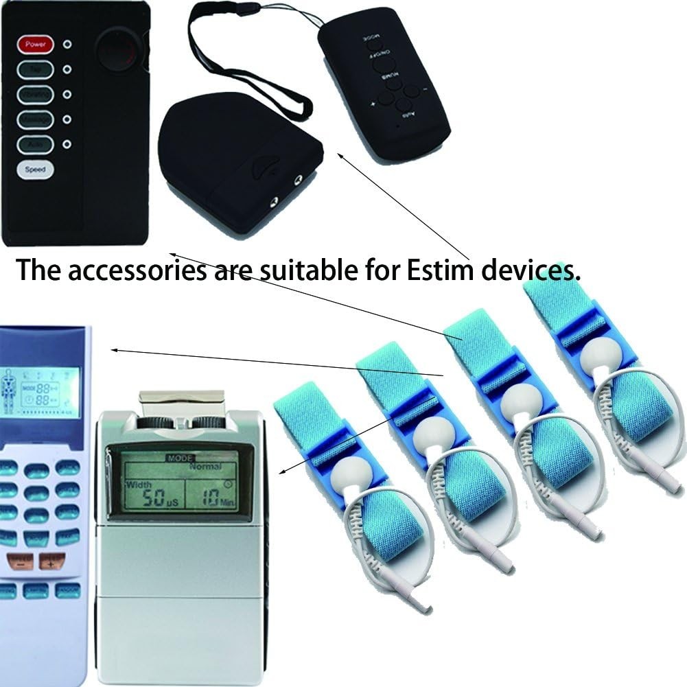 Versatile Adjustable Estim Wrist Straps: 4 Blue Loops & 4 White Wires Included