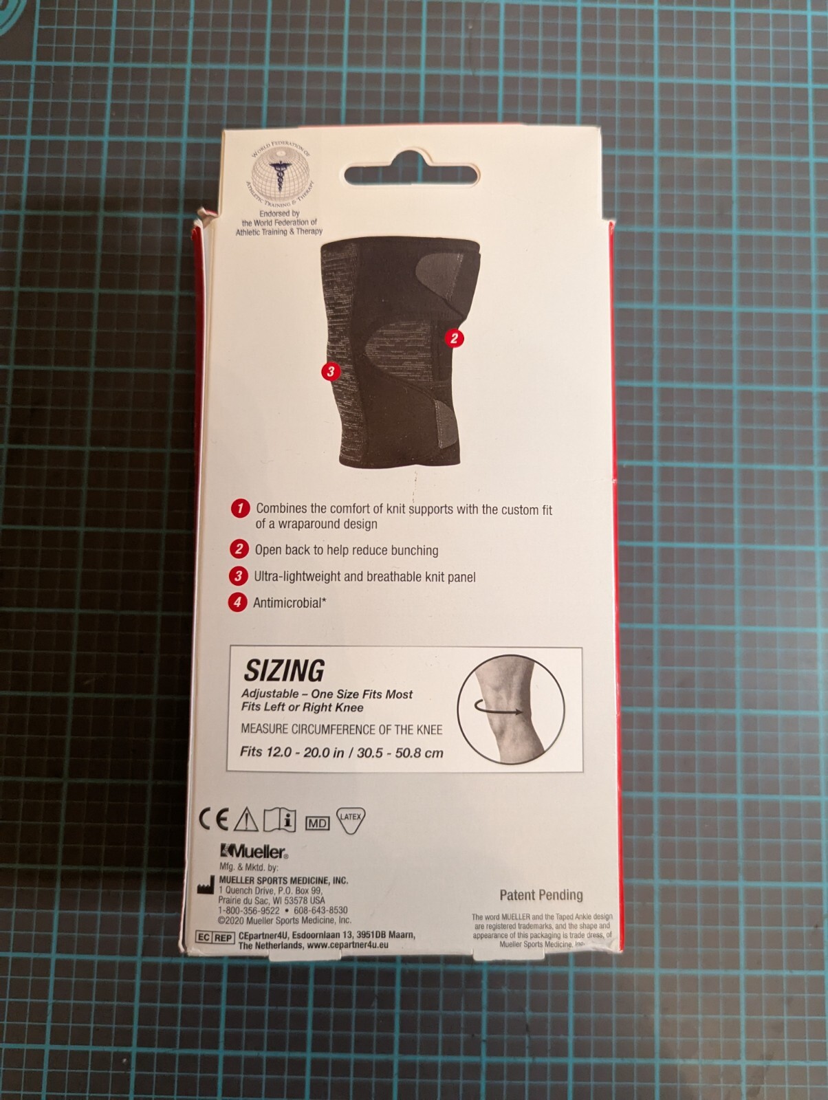 Mueller Hybrid Wraparound Knee Support OSFM Black New Open Box