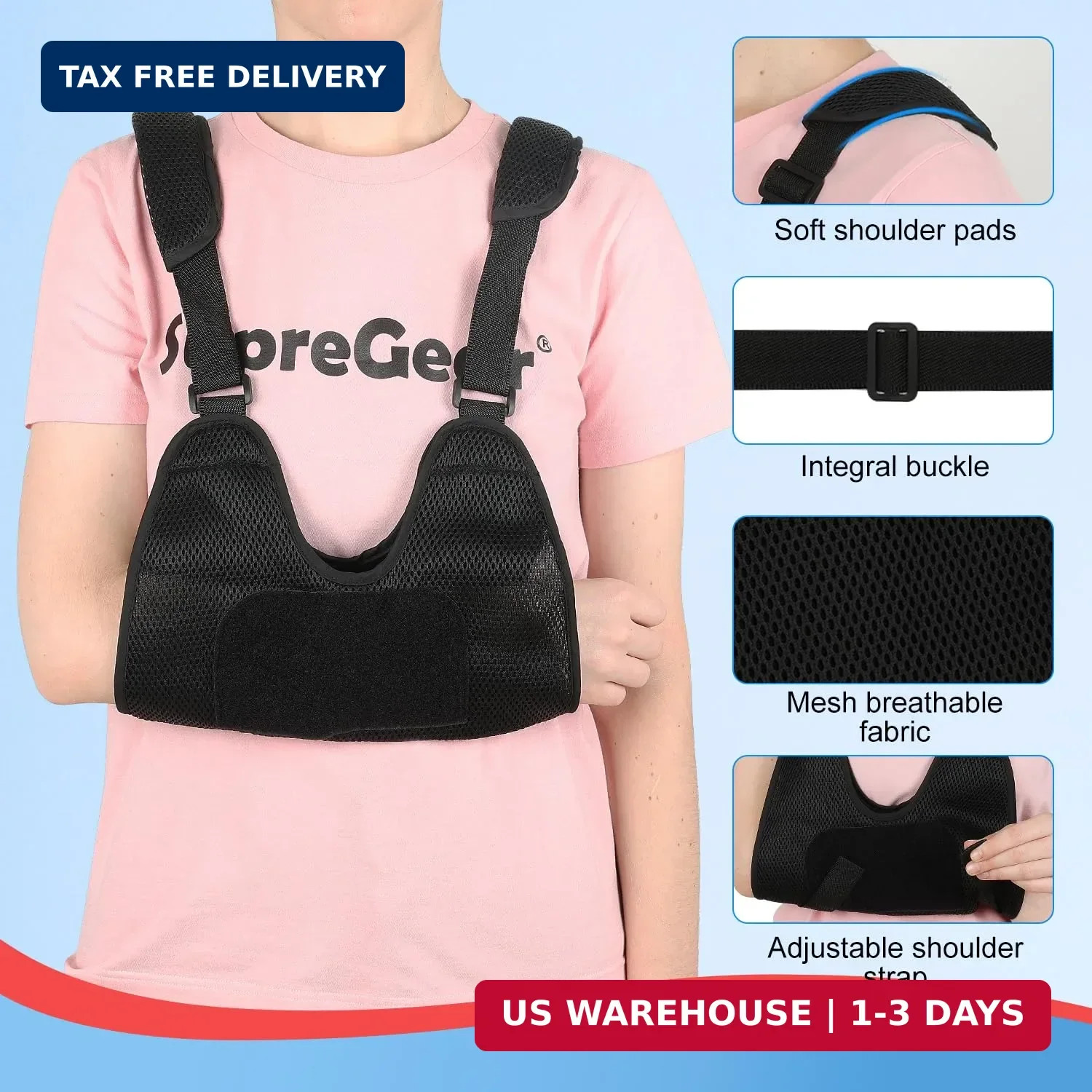 supregear Kids Arm Sling Shoulder Immobilizer, Adjustable Rotator Cuff Brace for