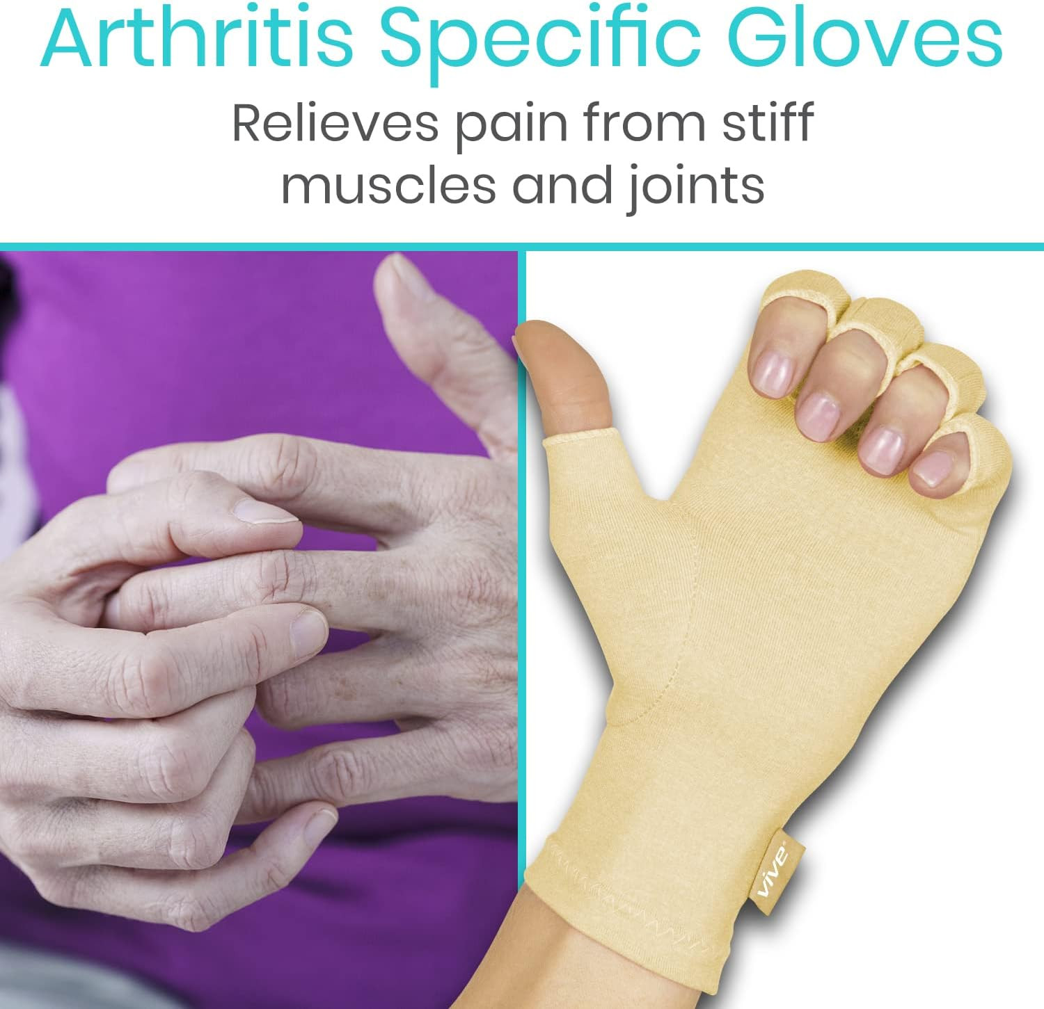 Open Finger Compression Gloves Cotton Blend Hand Support Arthritis Relief