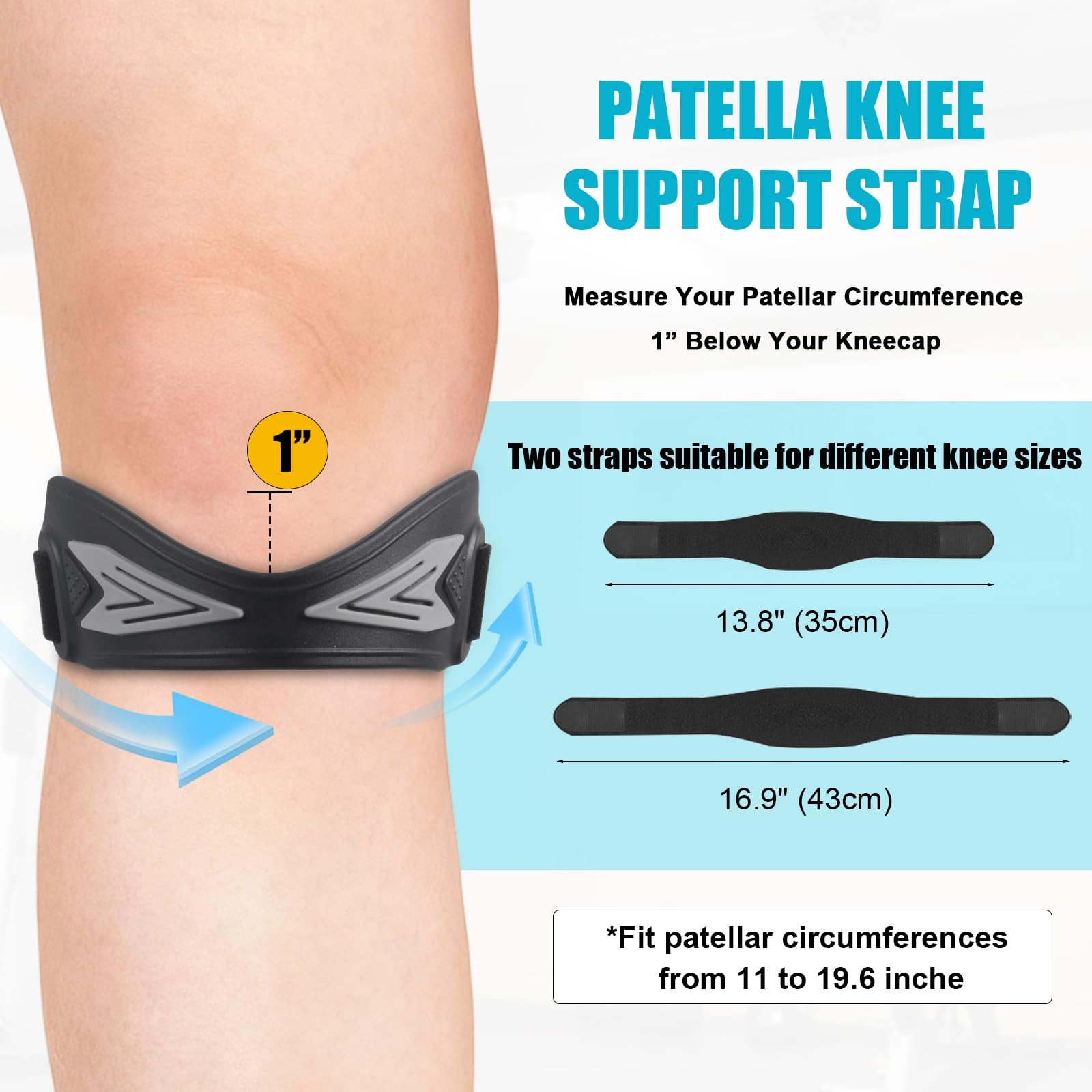 NuCamper Patellar Tendon Support Strap, Adjustable Silicone Patella Band Knee…