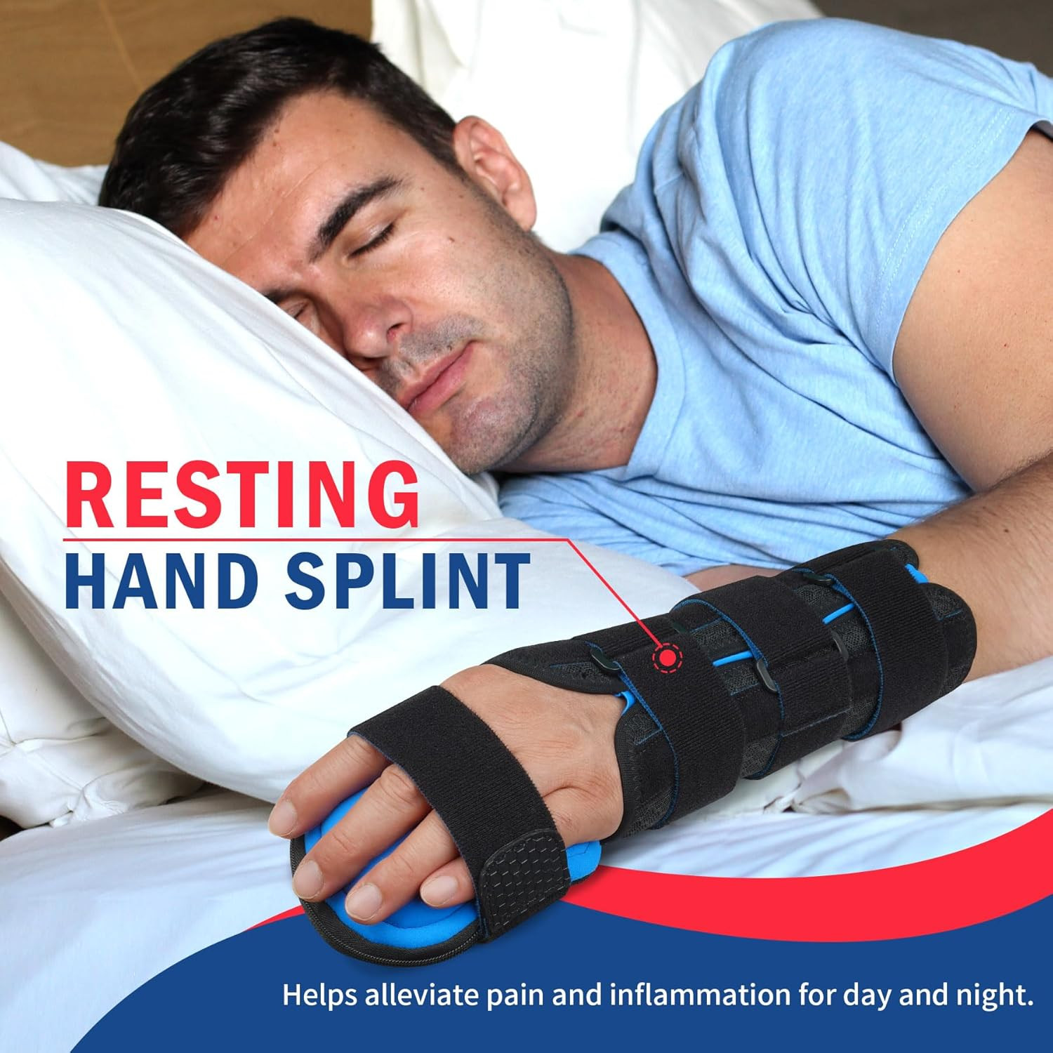 Resting Hand Splint Stroke Night Immobilizer with Removable Splints- for Carpel