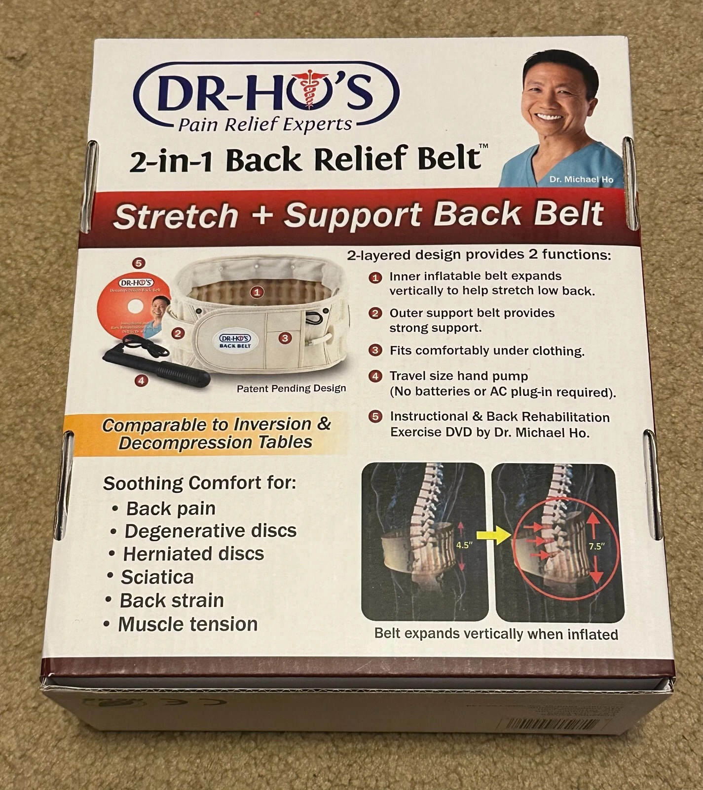 DR HO 2-in-1 Decompression Size A/B Belt Back Support Waist 25-41/42- 55 Inches