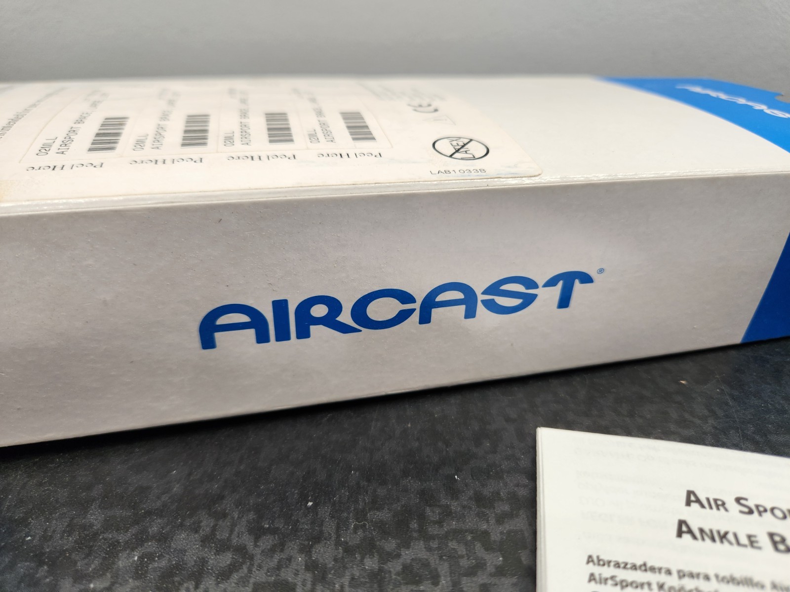 Aircast AirSport Left Ankle Support Brace Large, Black Ankle Sprain ~ Brand New