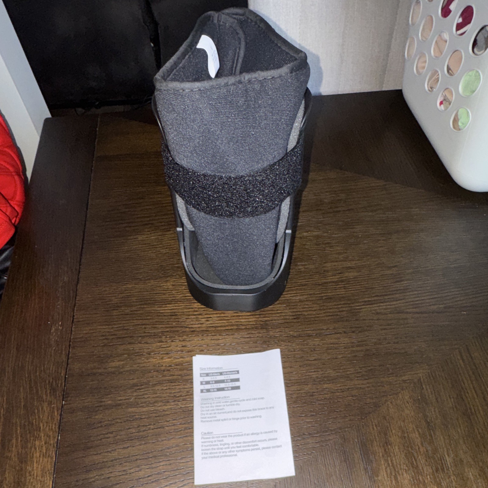Adjustable Black Walking Boot Brace, Ankle/Foot Immobilization, Size M