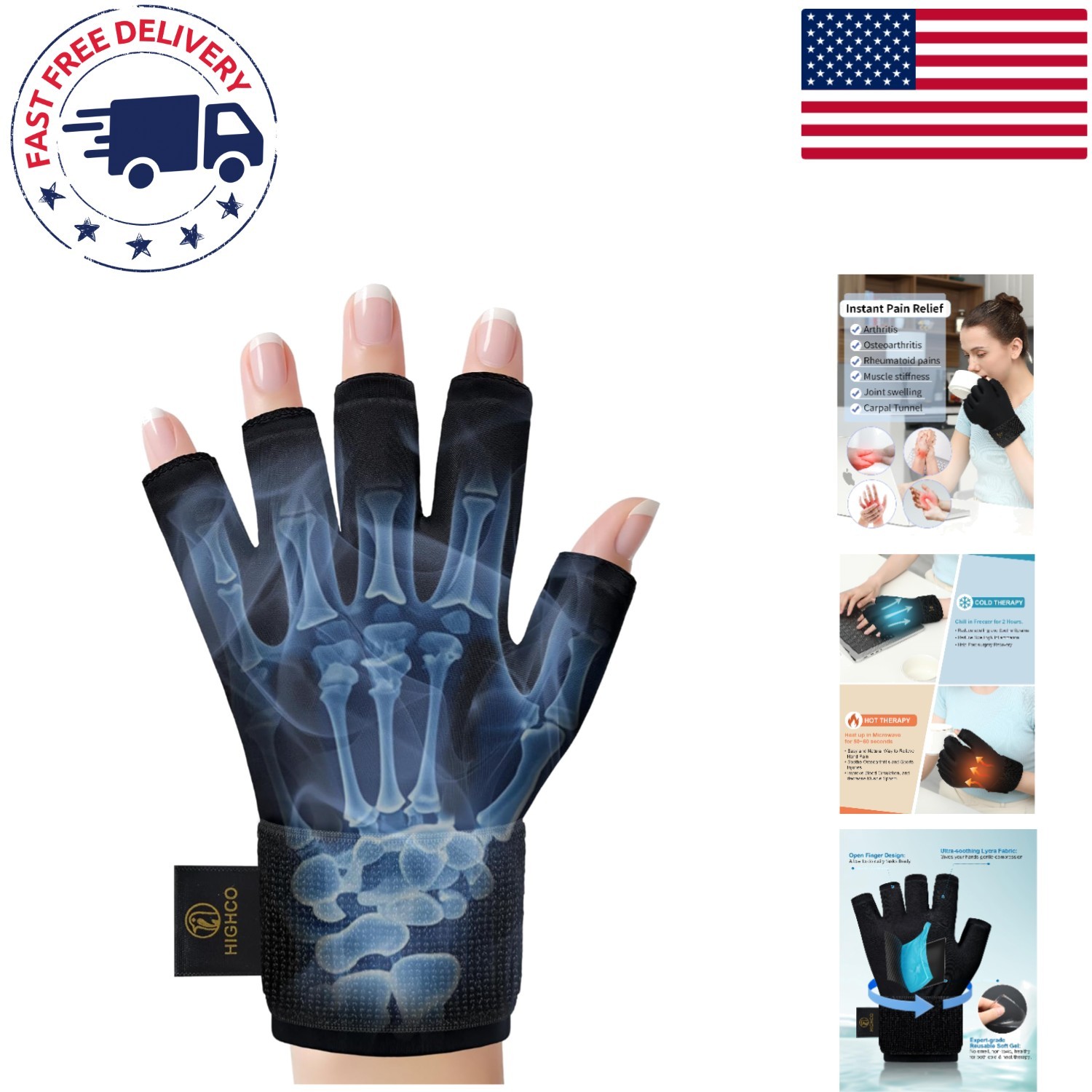 Adjustable Hand LCE Pack Glove for Arthritis Relief – Reusable Hot/Cold Therapy