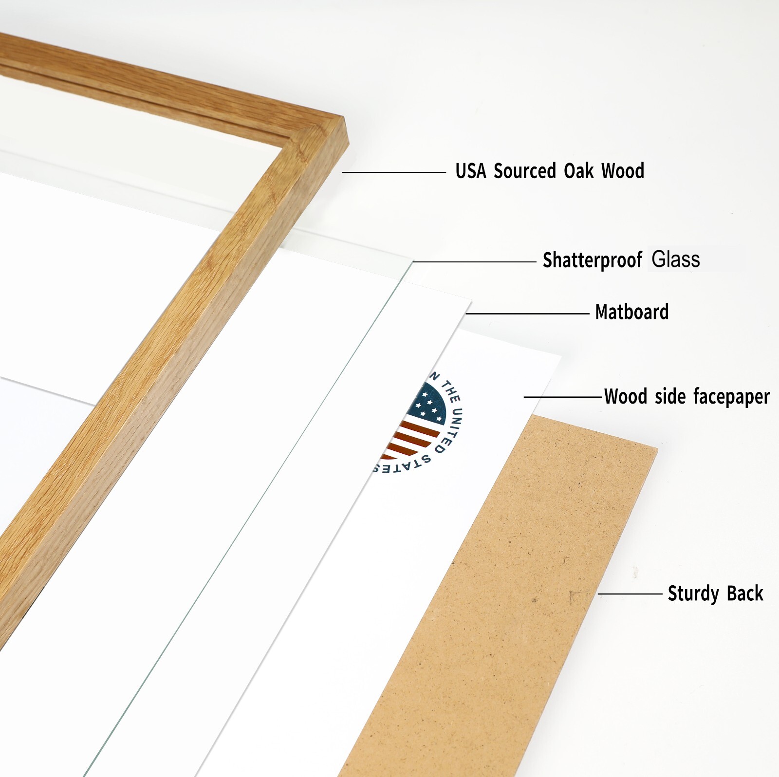 Oak Wood Picture Frames – Natural Solid Wood Glass Photo Frames Wall Tabletop