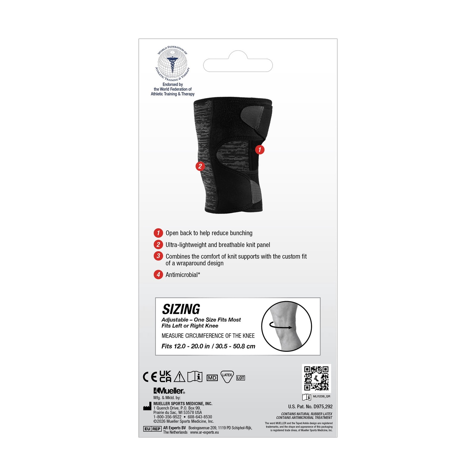 Hybrid W-Latex Knee & Leg Brace, Lightweight, Breathable, One Size
