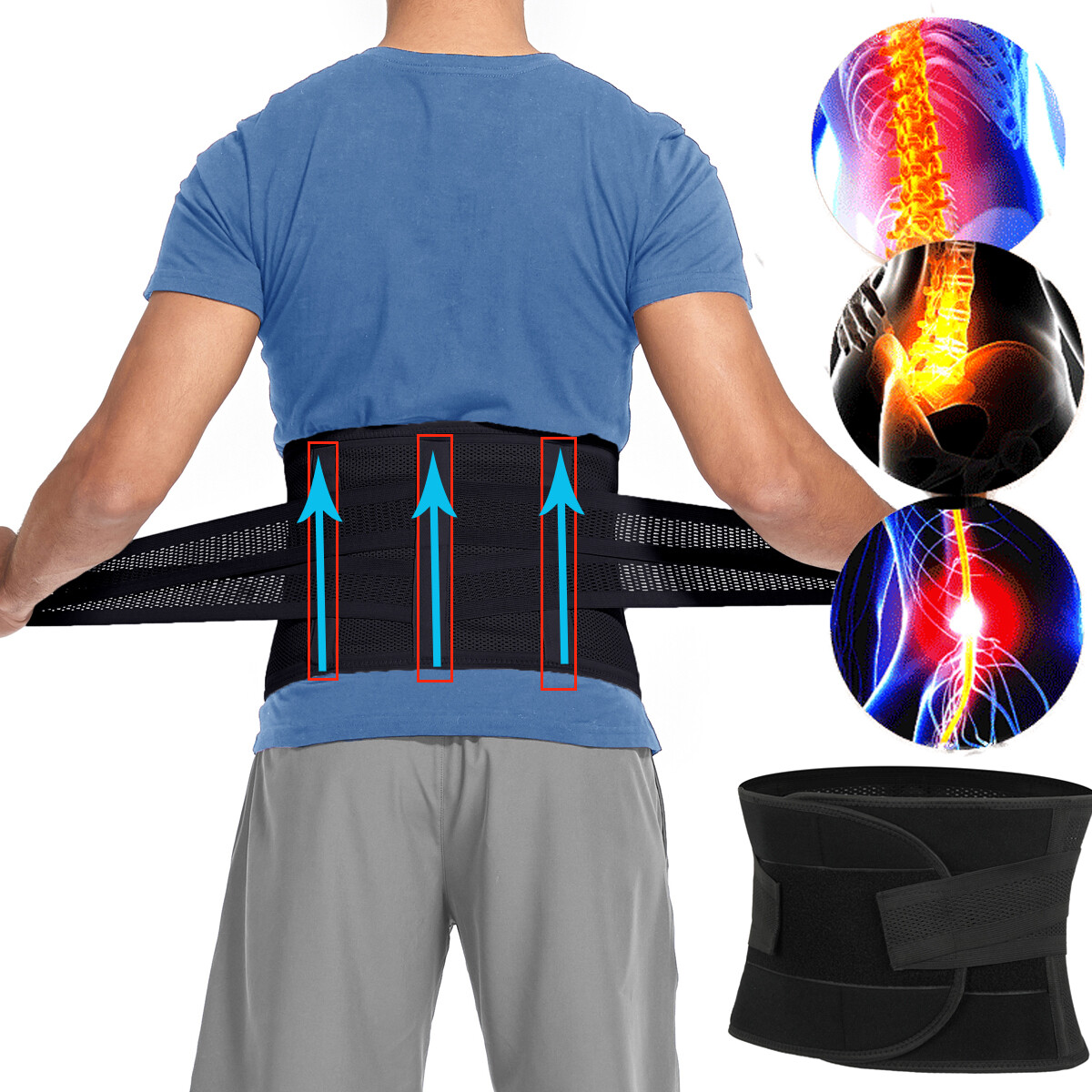 Adjustable Lumbar Back Brace Lower Back Support Belt for Men Women Sciatica Pain