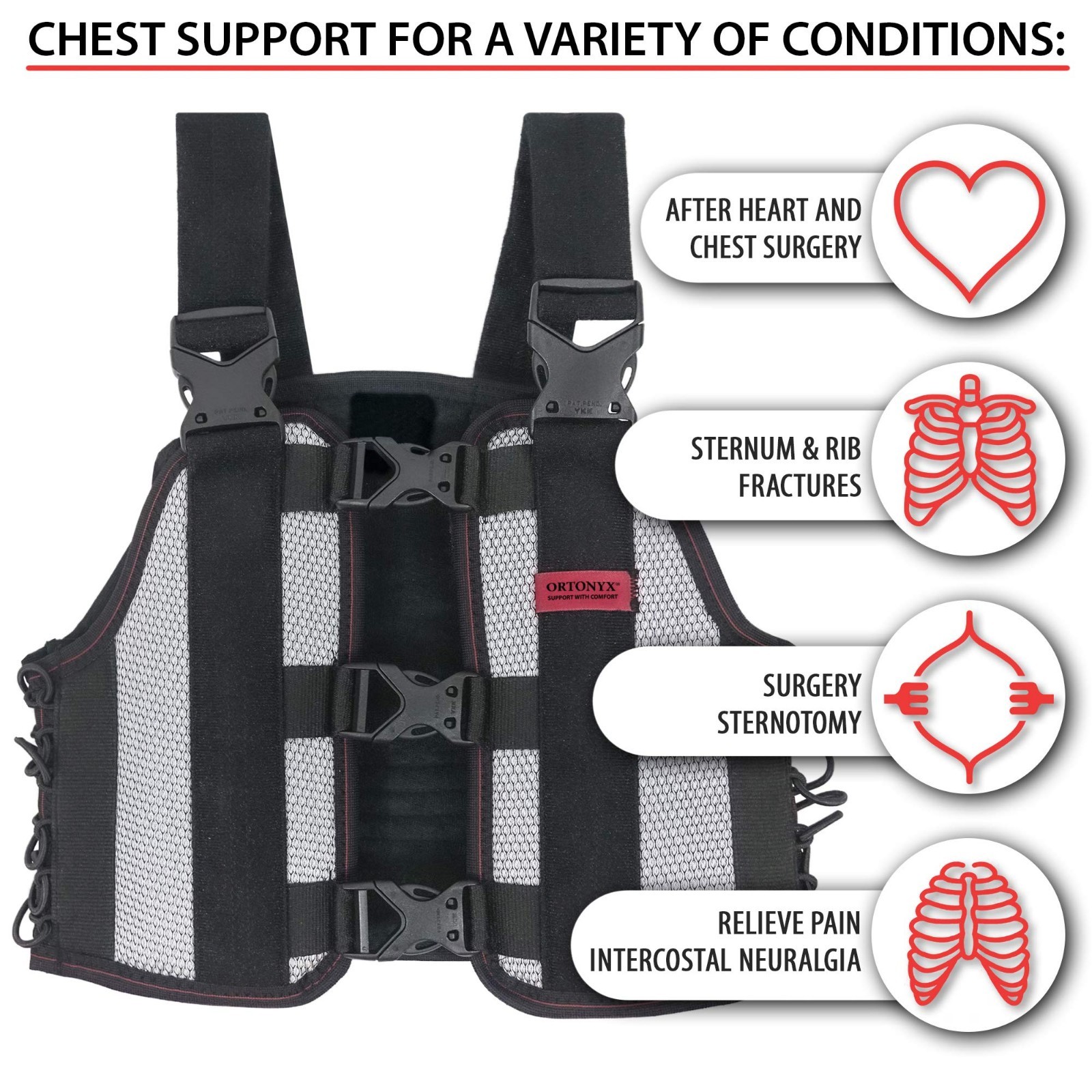 Sternum & Thorax Support Chest Brace for Post-Surgery Recovery, Fracture Rehab