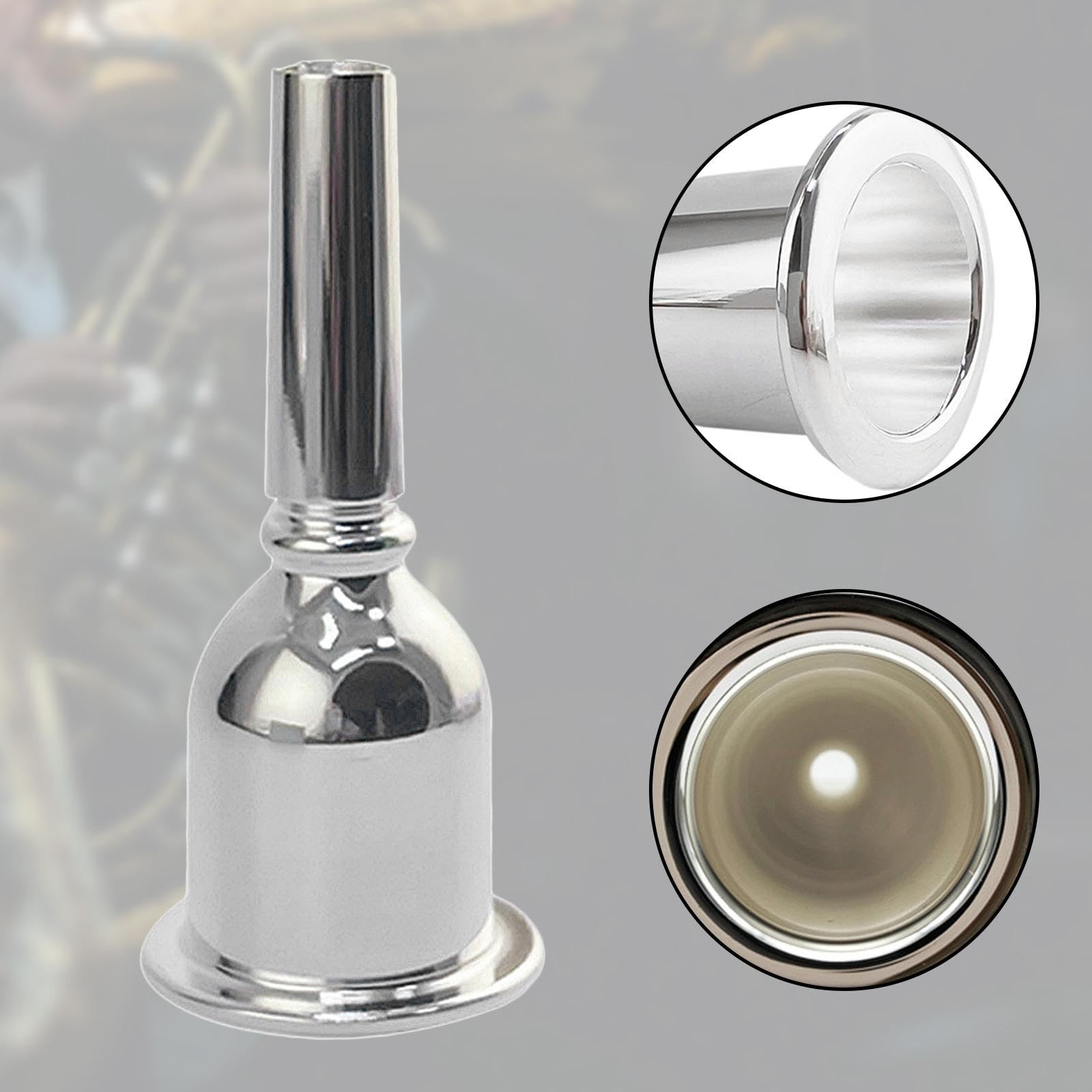 Silver Plated Tuba Mouthpiece for Beginners – Brass Large Mouthpiece with 1.7…