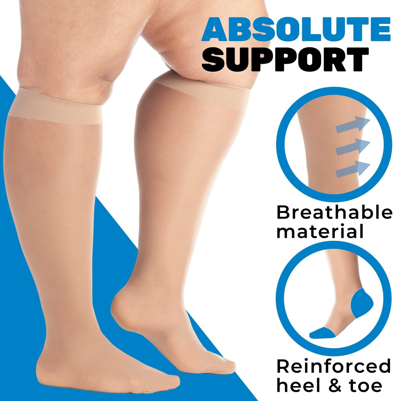 ABSOLUTE SUPPORT – Compression Stockings for Women 20-30mmHg – Sheer Graduate…