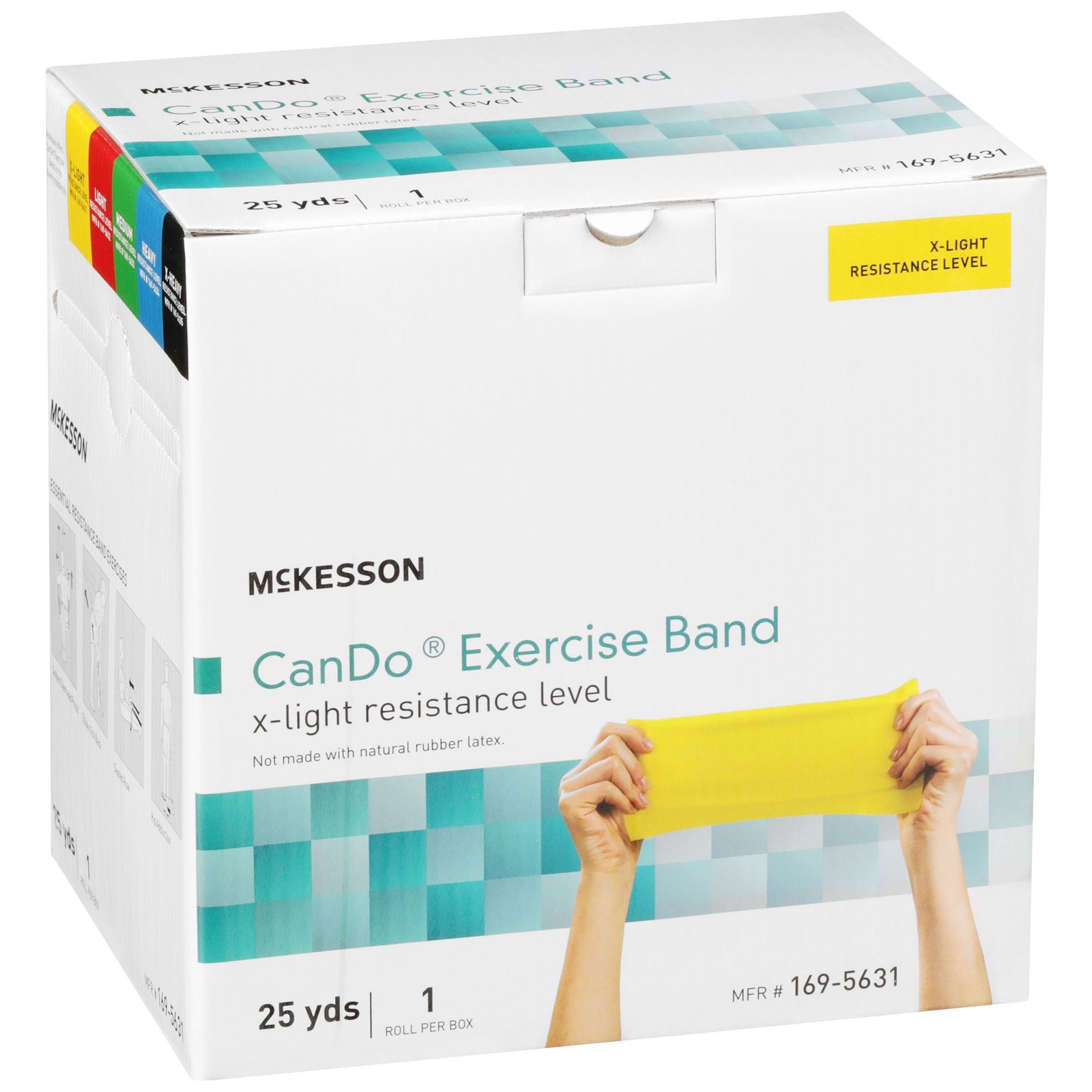 McKesson CanDo Exercise Resistance Band Yellow X-Light Resistance 5″ x 25 Yd 1