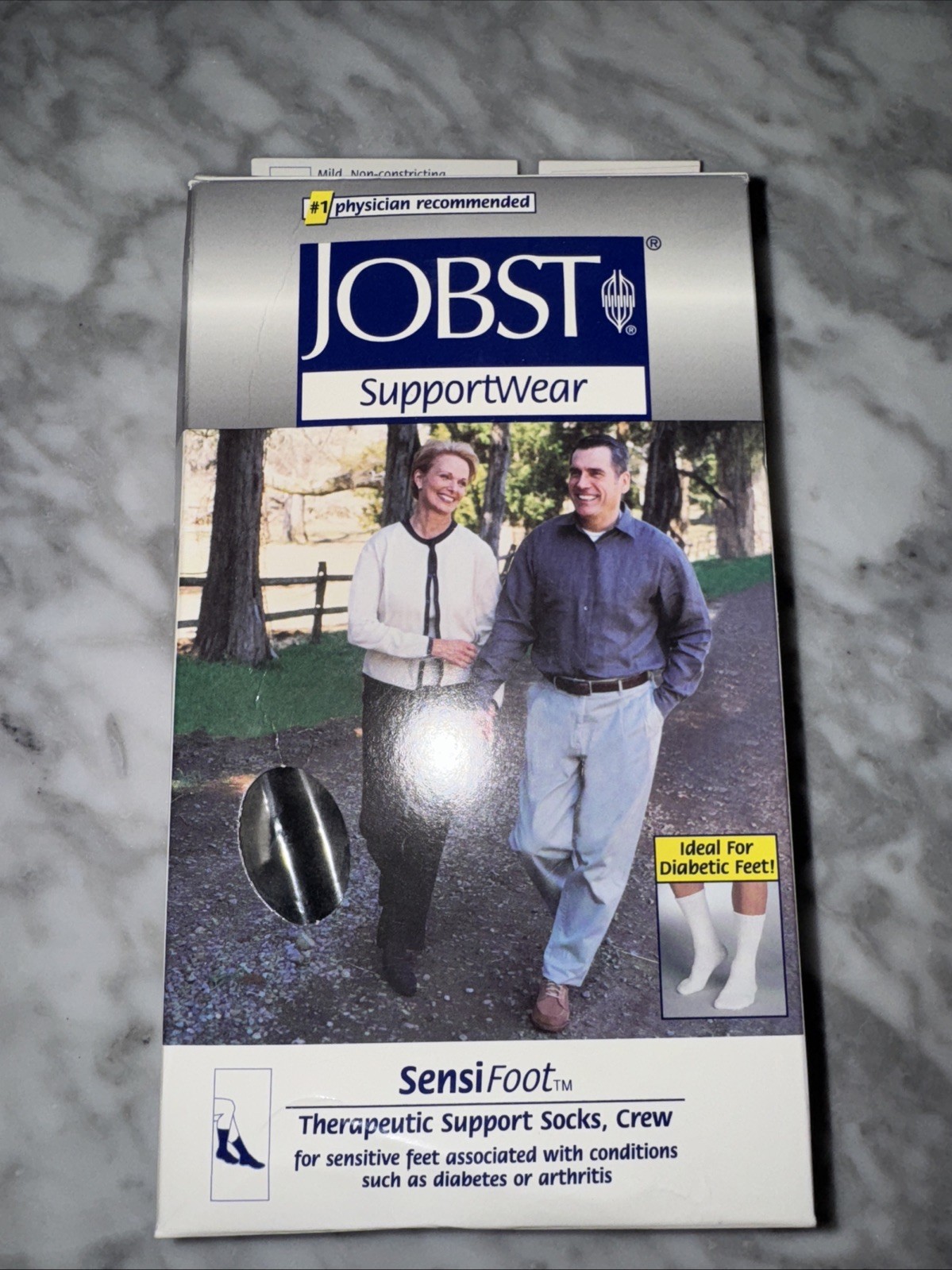 JOBST SensiFoot Diabetic Crew Style Socks 8-15mmHg (Black) Large