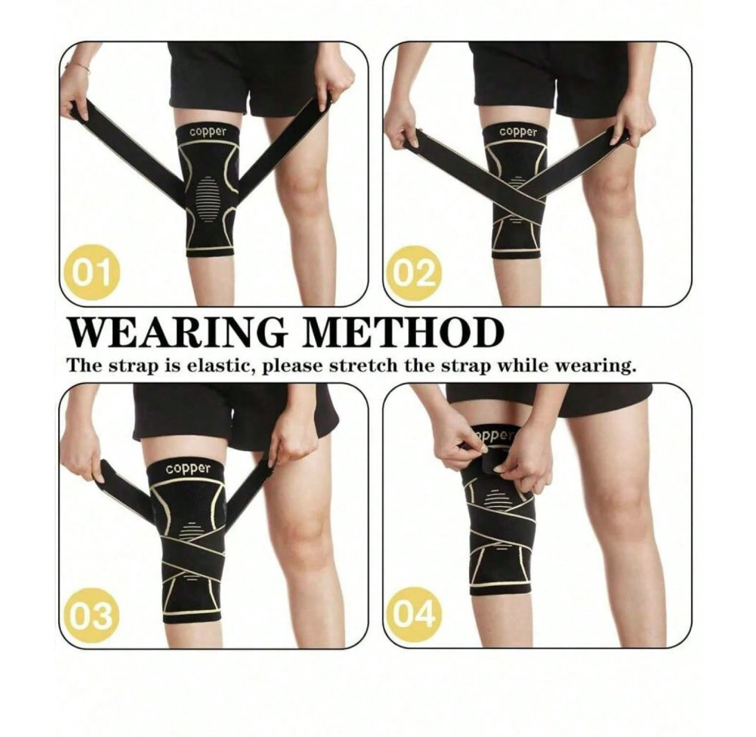 2 Pcs Copper Knee Compression Sleeve Plus Size Joint Support Running Gym Unisex
