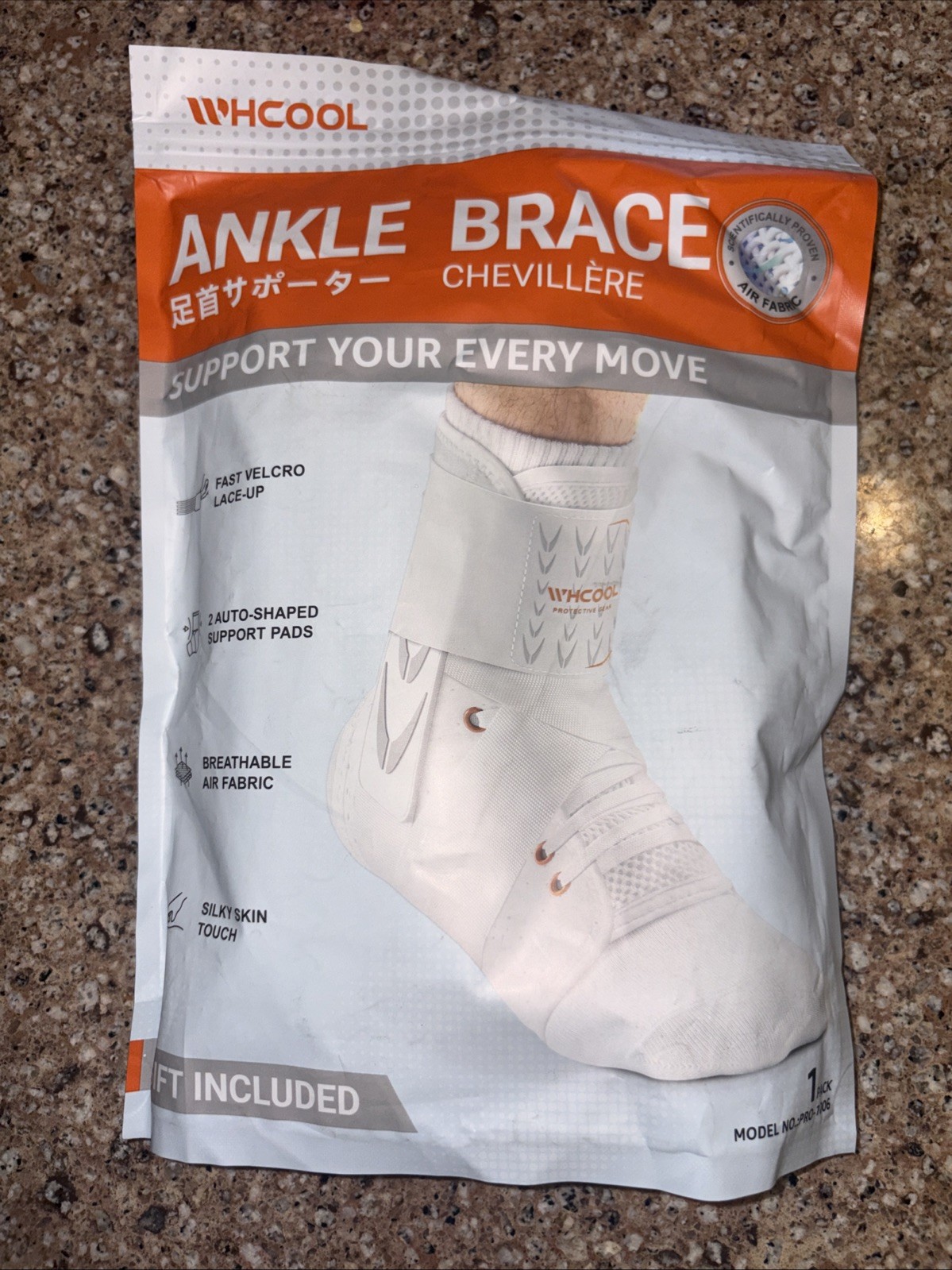 WHCOOL Ankle Brace PRO-1006 L White Air Fabric, hoop & loop, Support, Medium