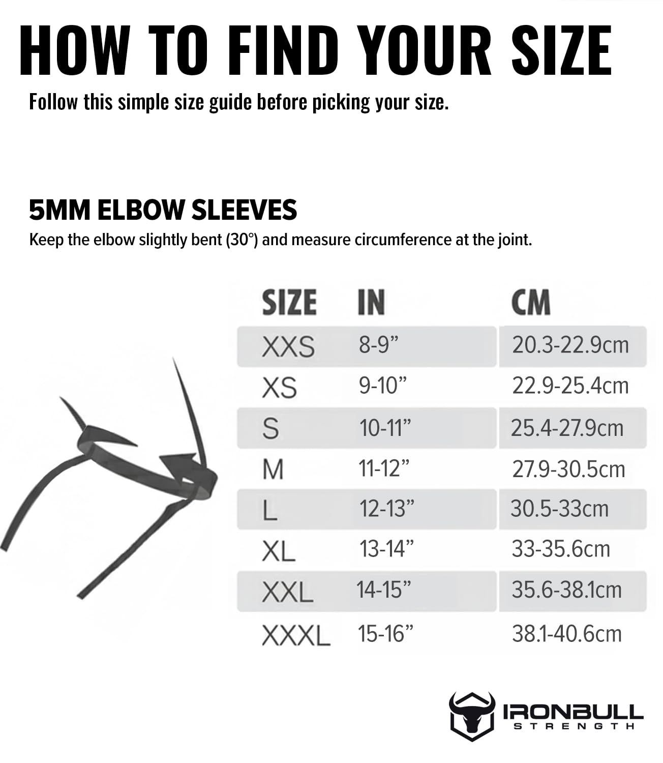 Iron Bull Strength Elbow Sleeves 5mm (1 Pair) – High Performance Elbow Sleeve