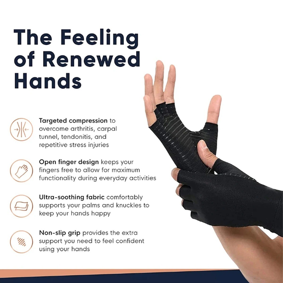 Copper Compression Gloves Anti Arthritis Fingerless Hand Support Pain Relief US